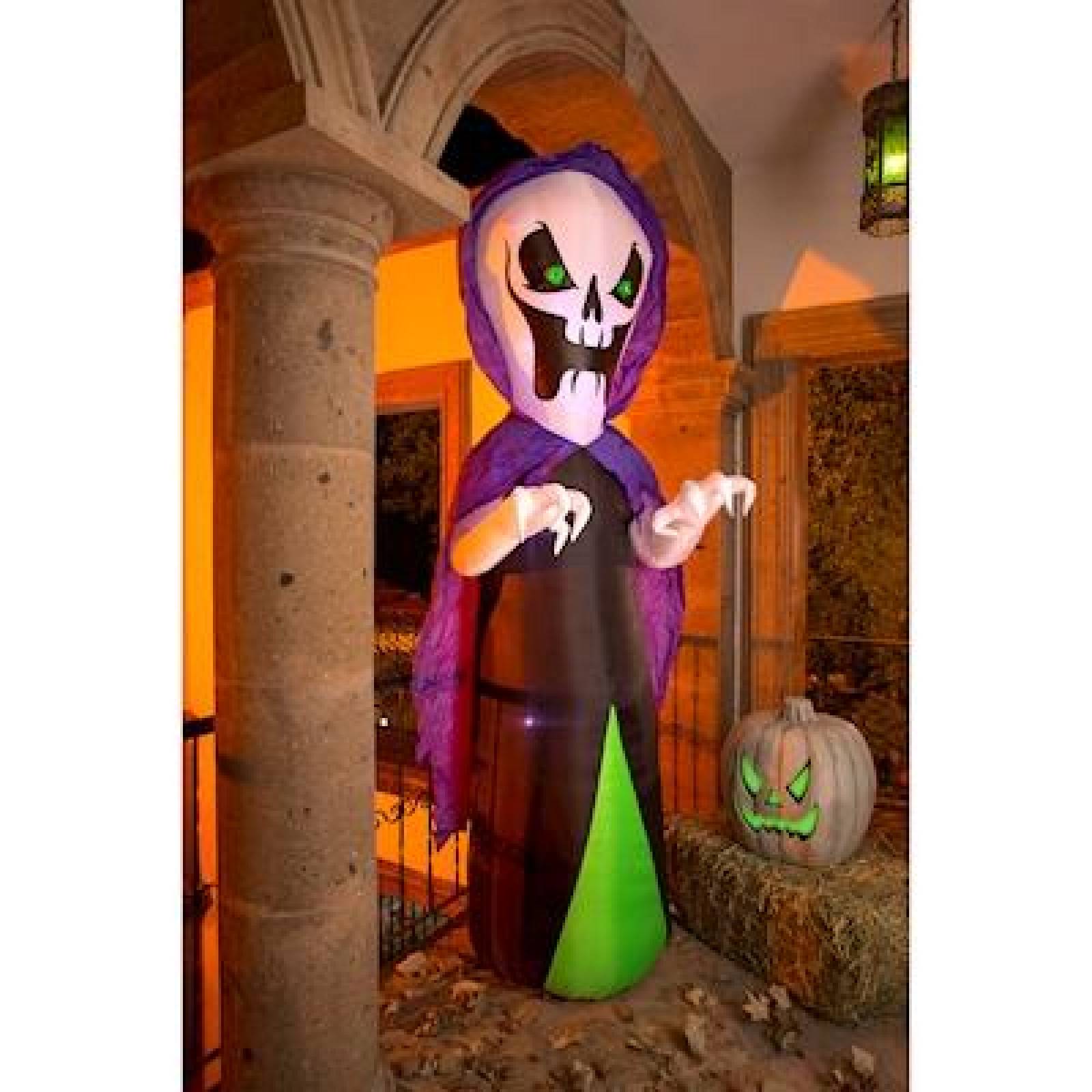 INFLABLE HALLOOWEEN CON ILUMINACIÓN LED 2.74 M CALAVERA TENEBROSA