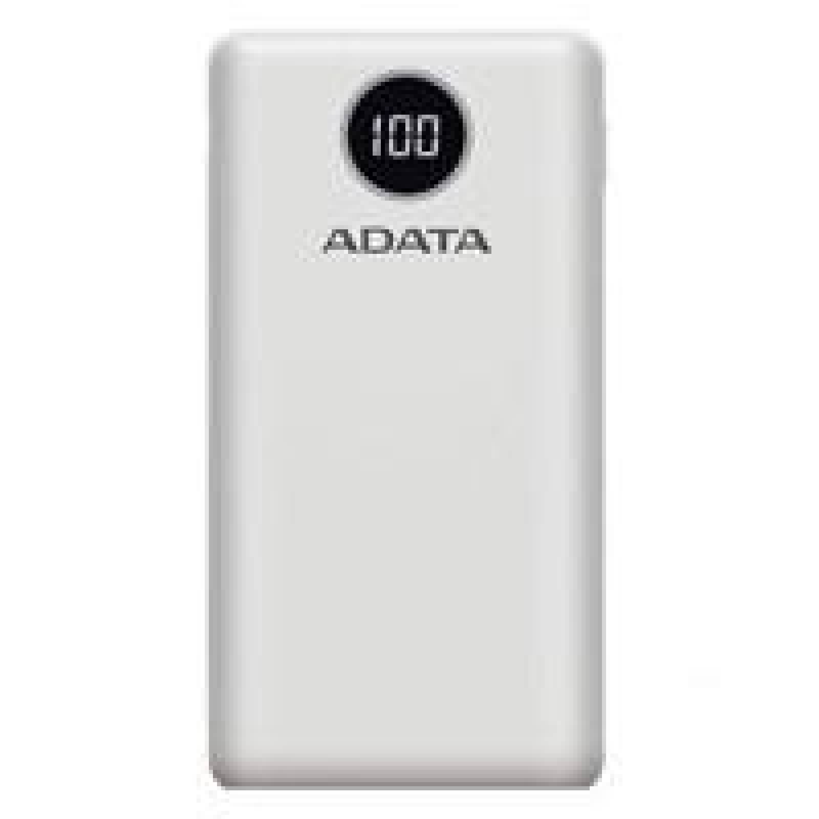 BATERIA DE RESPALDO POWER BANK ADATA P20000QCD 20000MAH/2 USB A/ 1 USB C/INDICADOR DE CARGA DIGITAL/