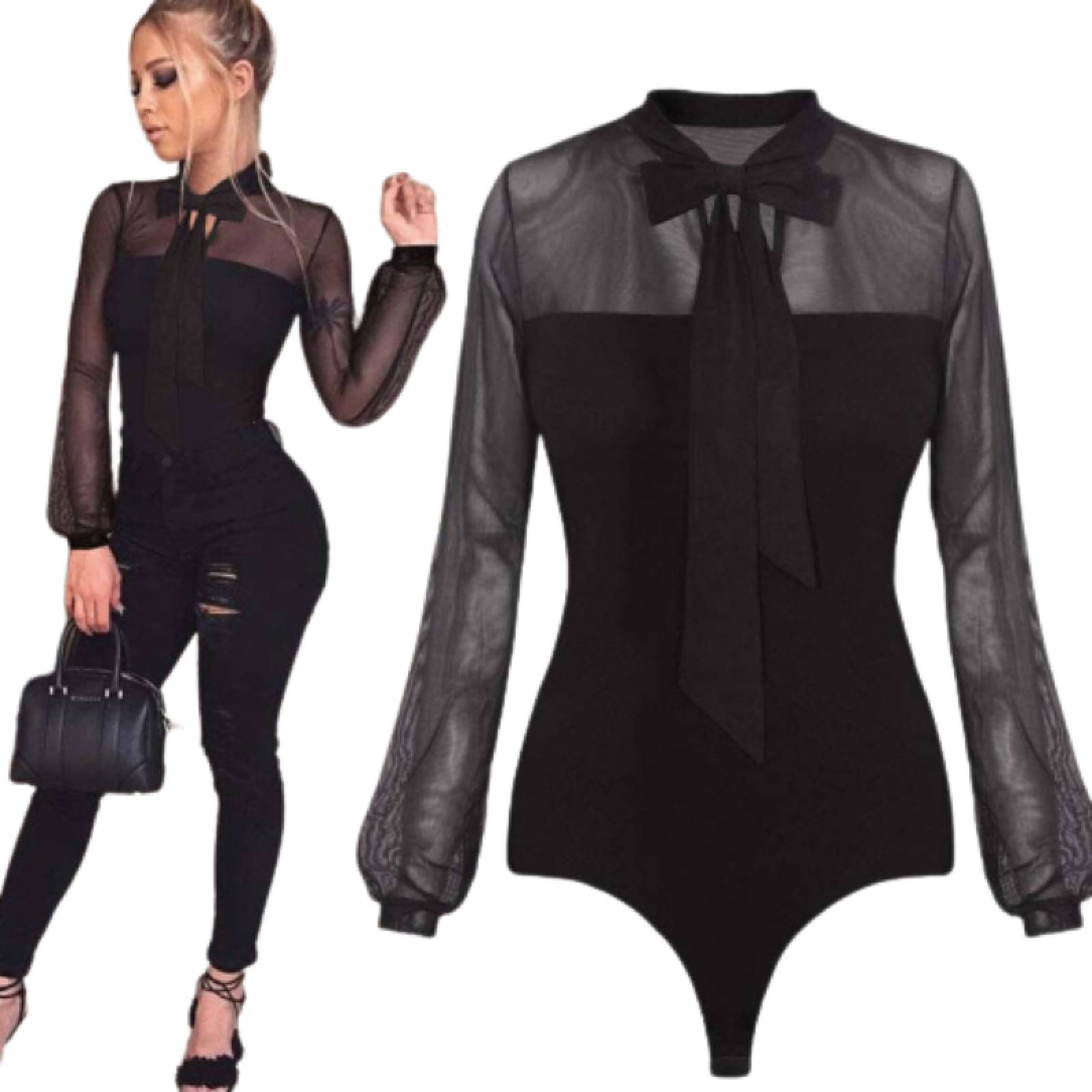 Blusa Body Con Malla Para Mujer M-183 