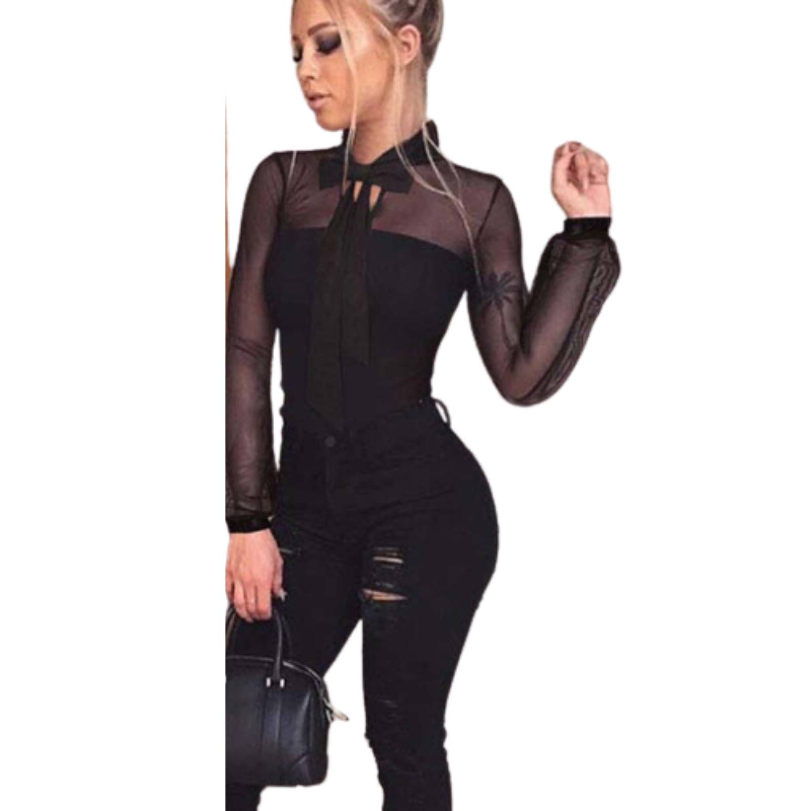 Blusa Body Con Malla Para Mujer M-183 