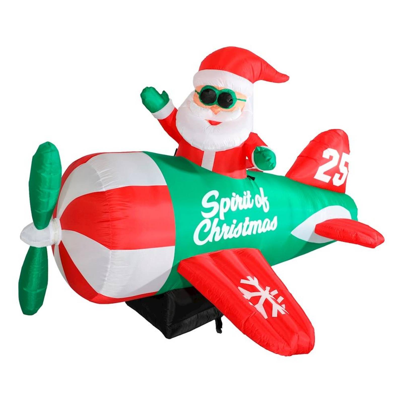 INFLABLE NAVIDEÑO CON ILUMINACIÓN 152 CM SANTA CLAUS EN AEROPLANO 