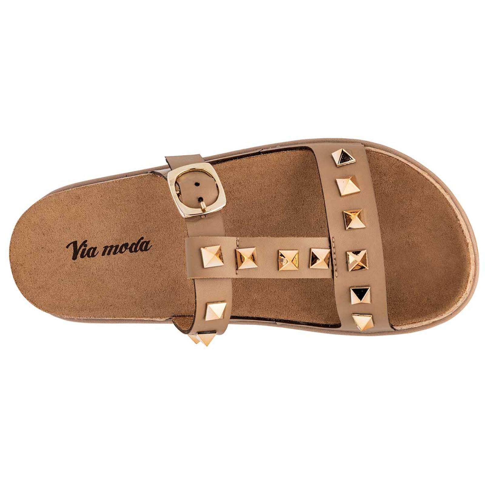 SANDALIA DE PISO Via moda AMAZONAS Color Beige PARA Mujer Tx6