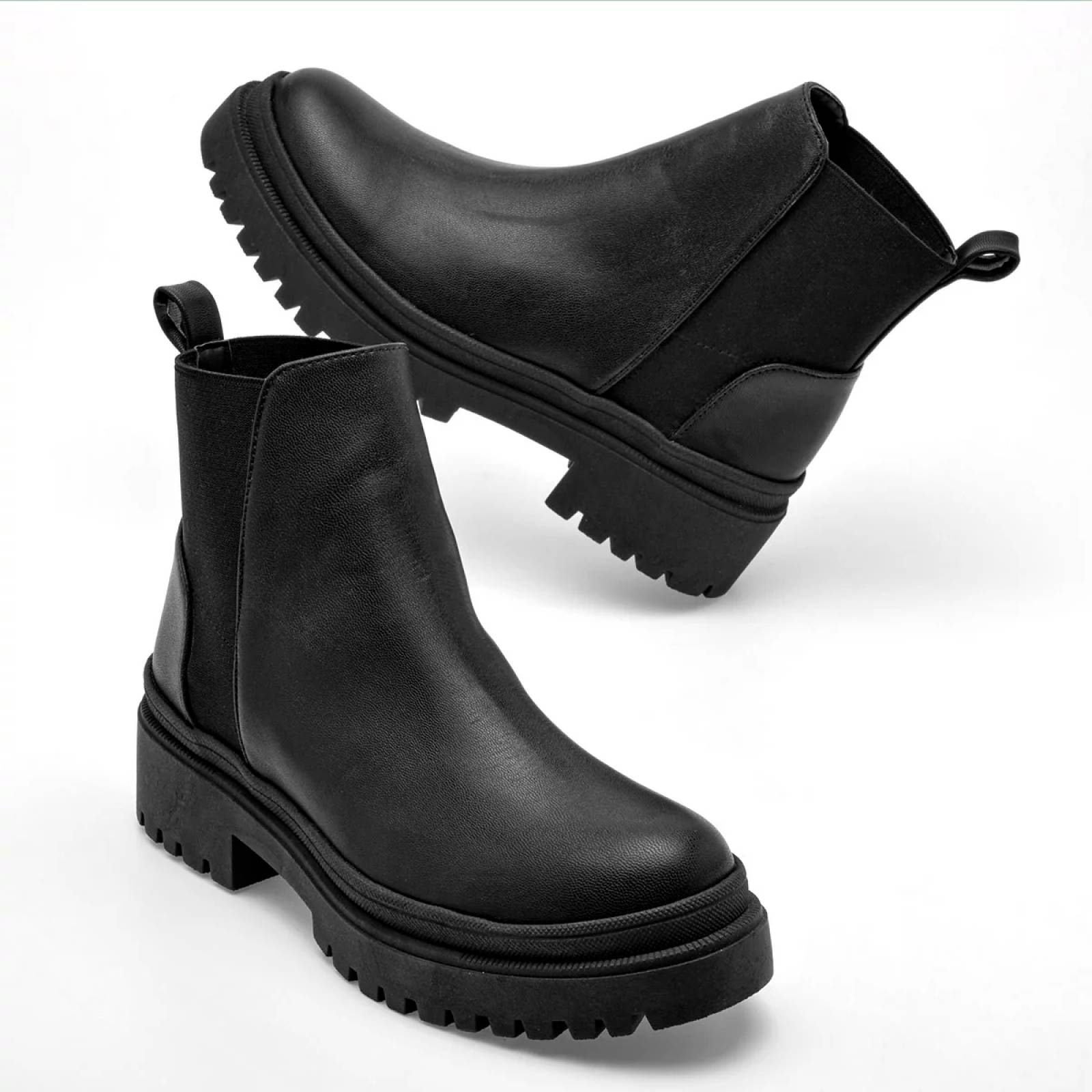 BOTA CHUNKY CON ELASTICO D. k. ch. ESME02 Color Negro PARA Mujer Tx7