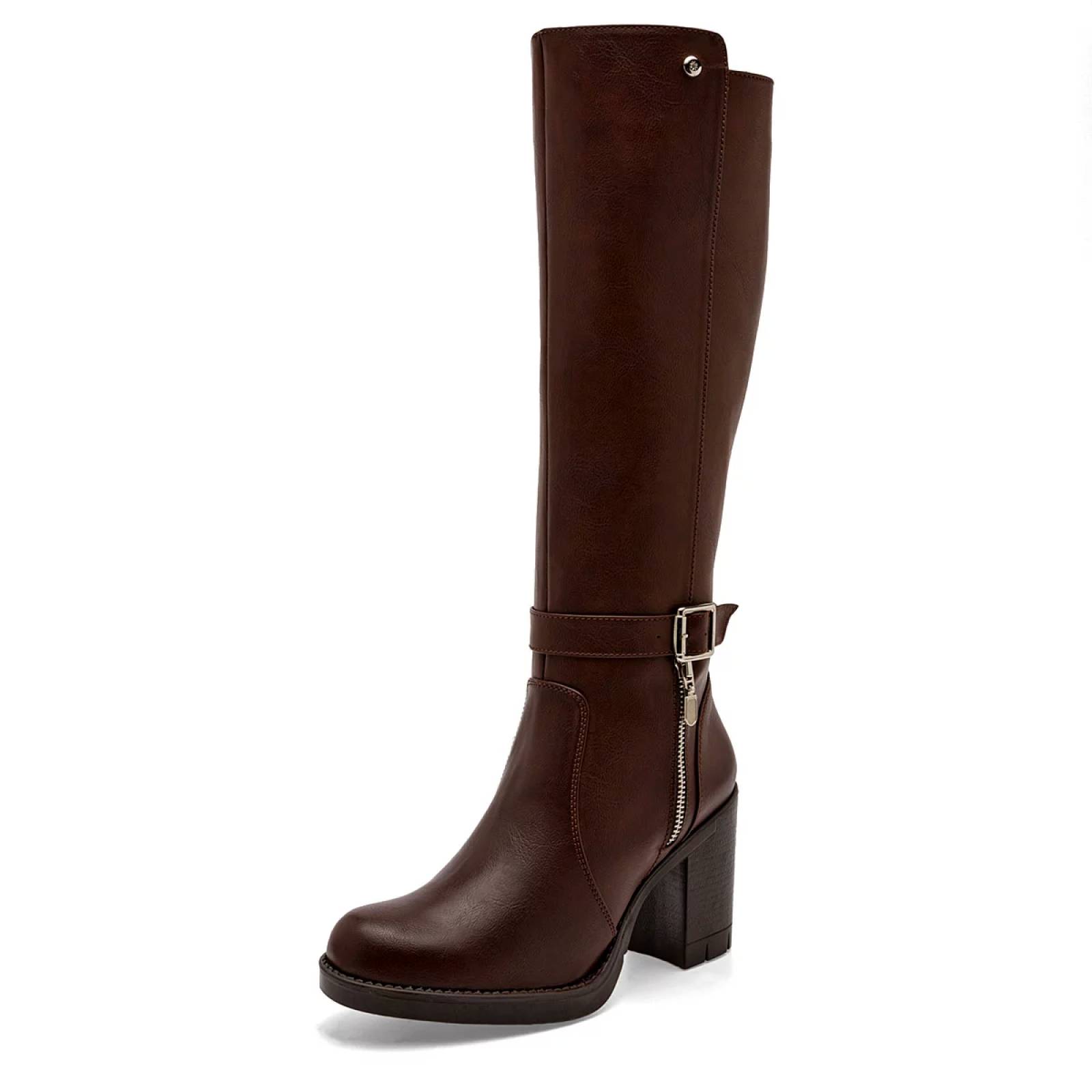 BOTA LARGA CON PLATAFORMA Y HEBILLA Moramora 1063069 Color Cafe PARA ...