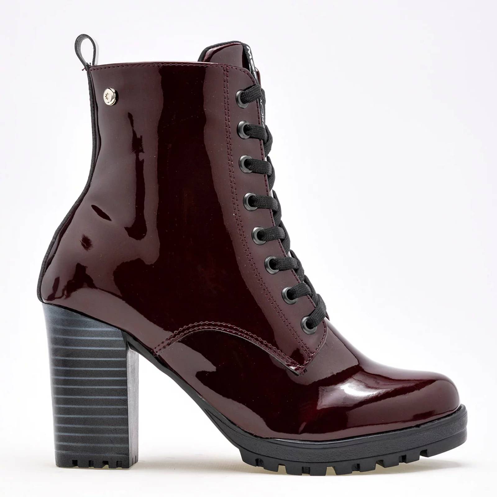 BOTA CHAROL CON AGUJETA Y TACON CUADRADO Moramora 2011030 Color Vino PARA Mujer Tx7