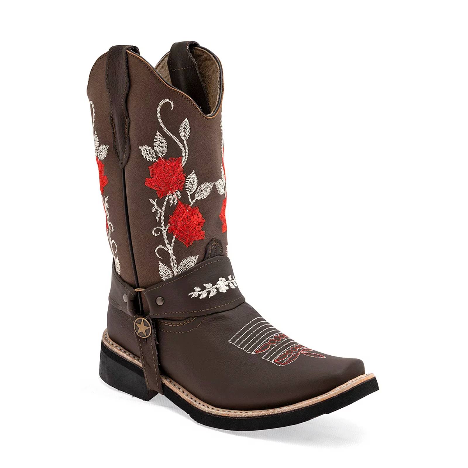 BOTA VAQUERA CON BORDADO Risel 405 Color Cafe PARA Mujer Tx7