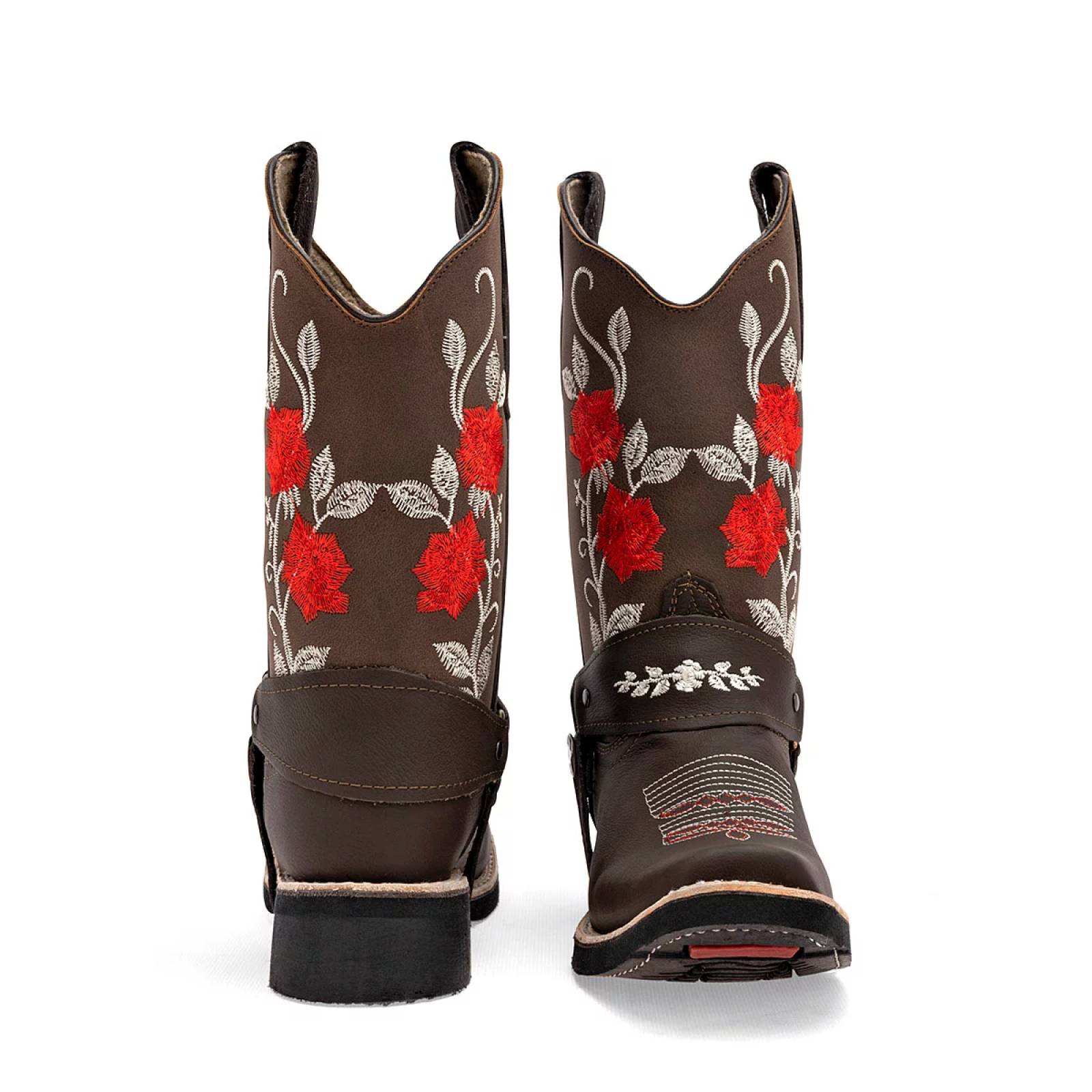 BOTA VAQUERA CON BORDADO Risel 405 Color Cafe PARA Mujer Tx7