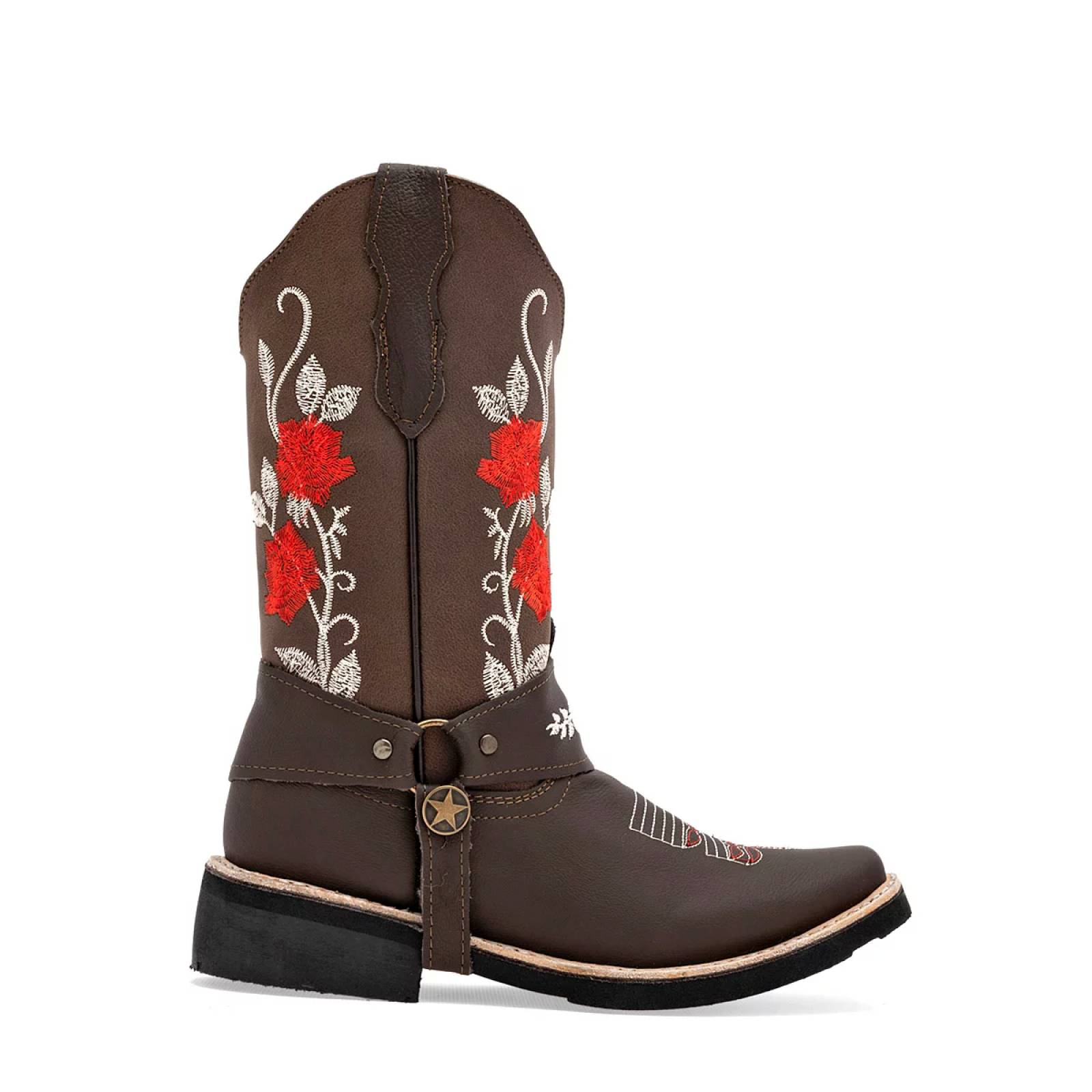 BOTA VAQUERA CON BORDADO Risel 405 Color Cafe PARA Mujer Tx7