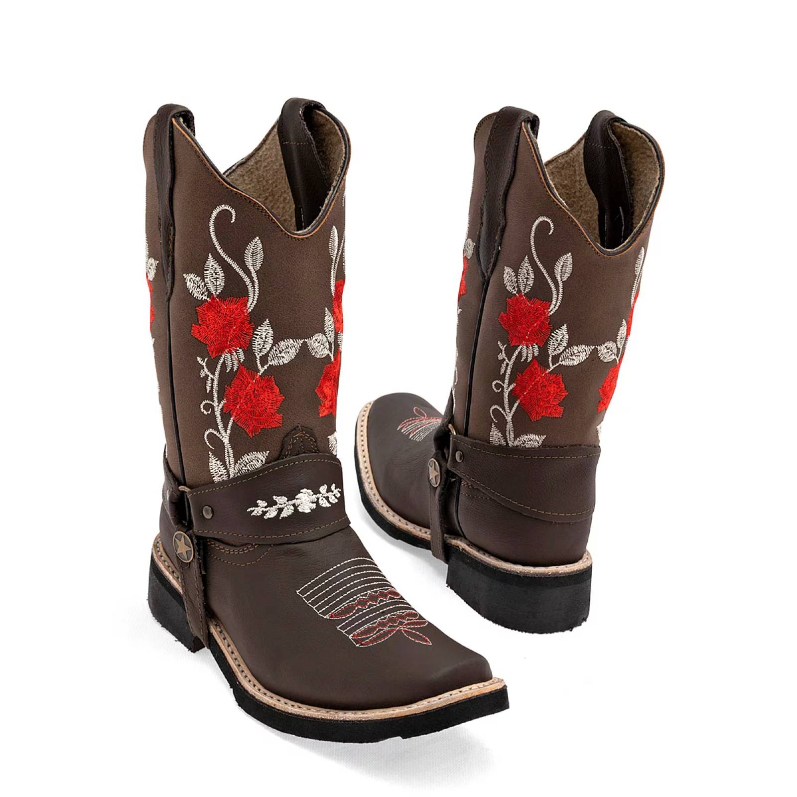 BOTA VAQUERA CON BORDADO Risel 405 Color Cafe PARA Mujer Tx7