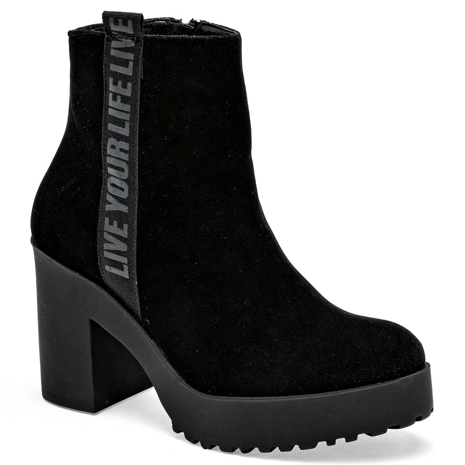 BOTA GAMUZA TACON CUADRADO Taguesi 1011011 Color Negro PARA Mujer Tx7