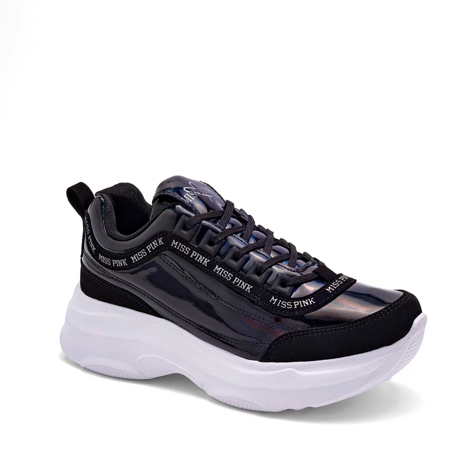 TENIS CHUNKY METALICO Miss pink 711A Color Negro PARA Mujer Tx7
