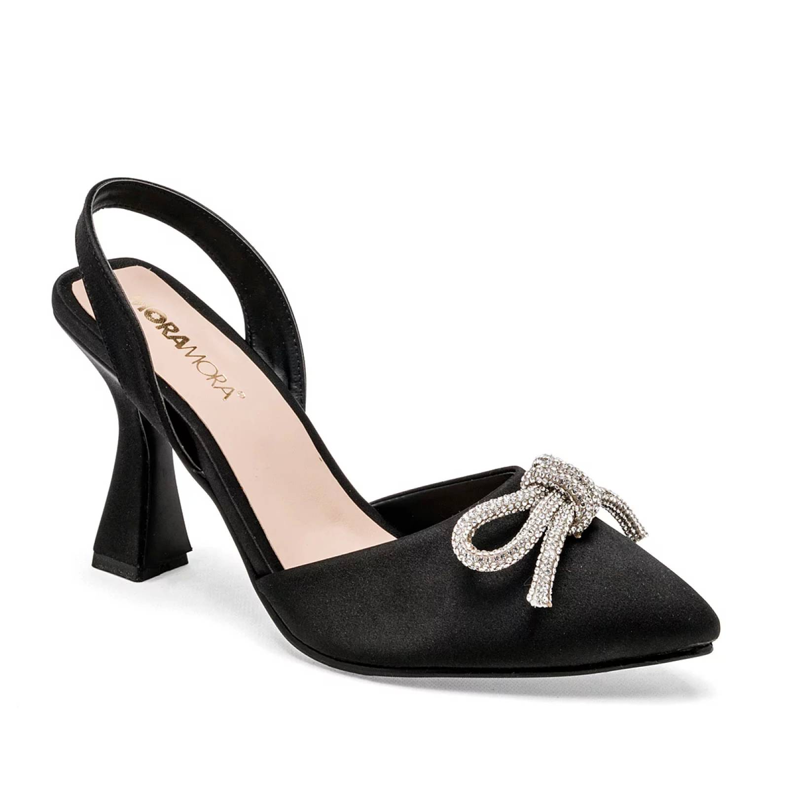 ZAPATILLA DE PUNTA CON TACON PIRAMIDE Moramora 1954002 Color Negro PARA Mujer Tx7