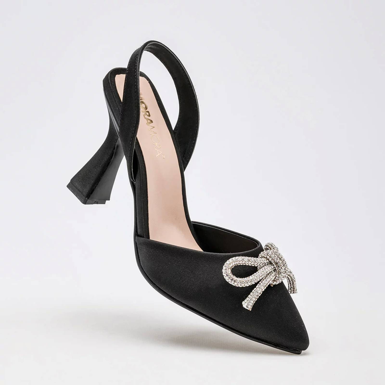 ZAPATILLA DE PUNTA CON TACON PIRAMIDE Moramora 1954002 Color Negro PARA Mujer Tx7