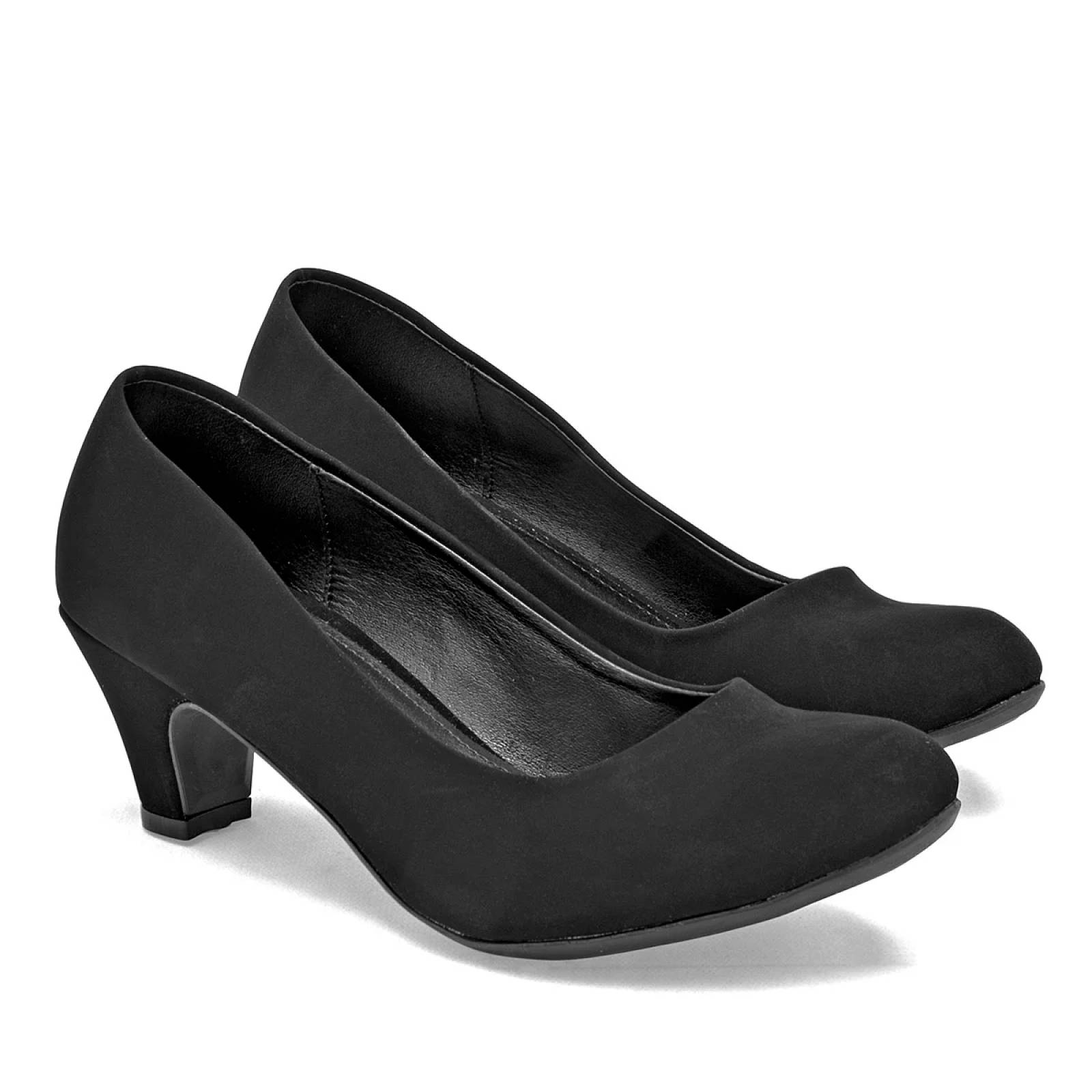 ZAPATILLA CASA CUÑA CERRADA VELCRO NEGRO Zapa10 - Zapatos Low Cost