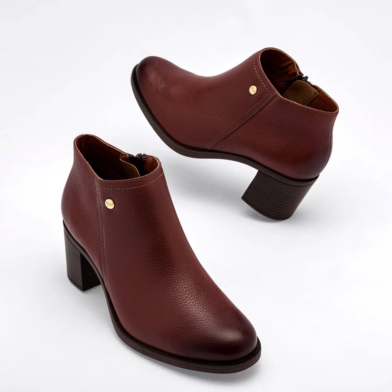 BOTIN CON CIERRE Y TACON CUADRADO Flexi 109219 Color Cafe PARA Mujer Tx7