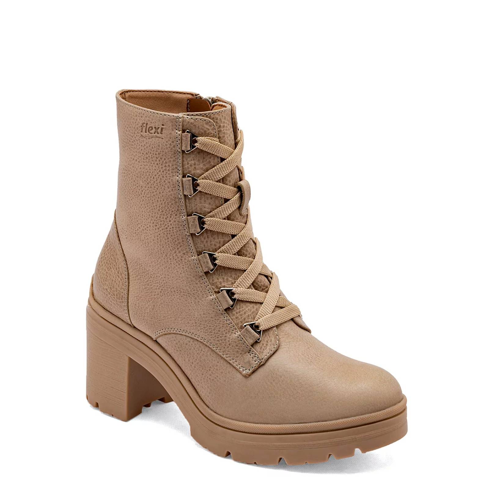 BOTA CON AGUJETA Y CIERRE TACON CUADRADO Flexi 119607 Color Beige PARA Mujer Tx7