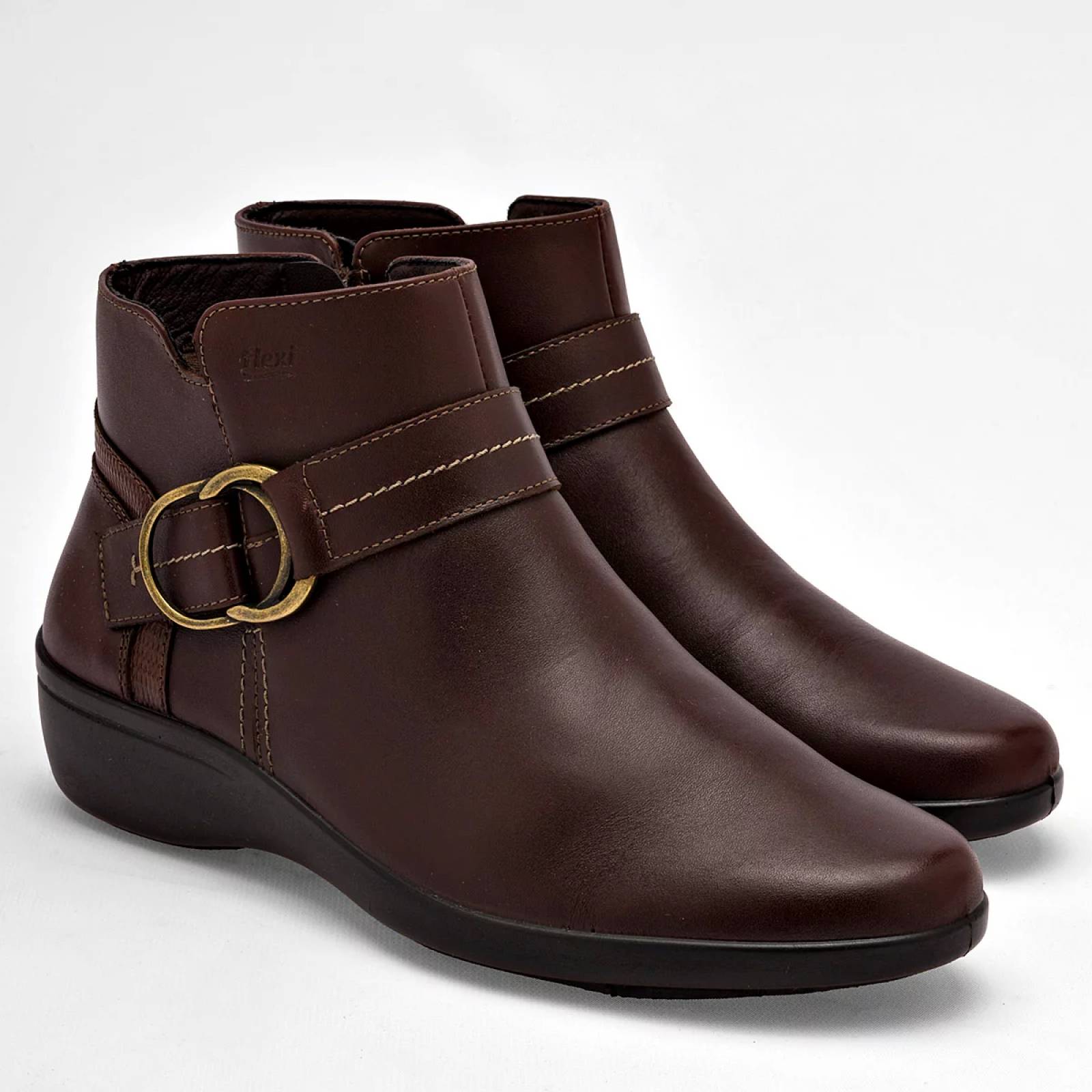 BOTIN CON CIERRE Y HEBILLA Flexi 18131 Color Cafe PARA Mujer Tx7