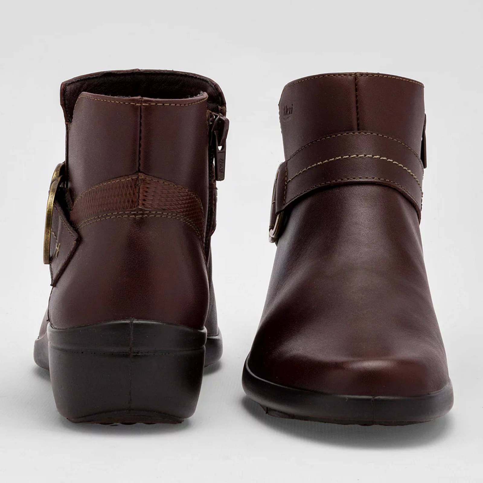 BOTIN CON CIERRE Y HEBILLA Flexi 18131 Color Cafe PARA Mujer Tx7