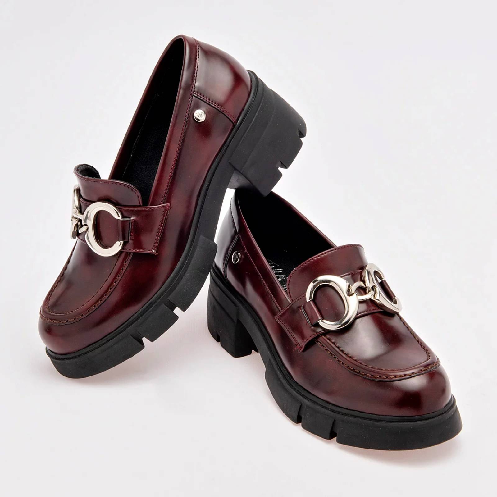 MOCASIN CON HEBILLA Etnia 4508 Color Vino PARA Mujer Tx7