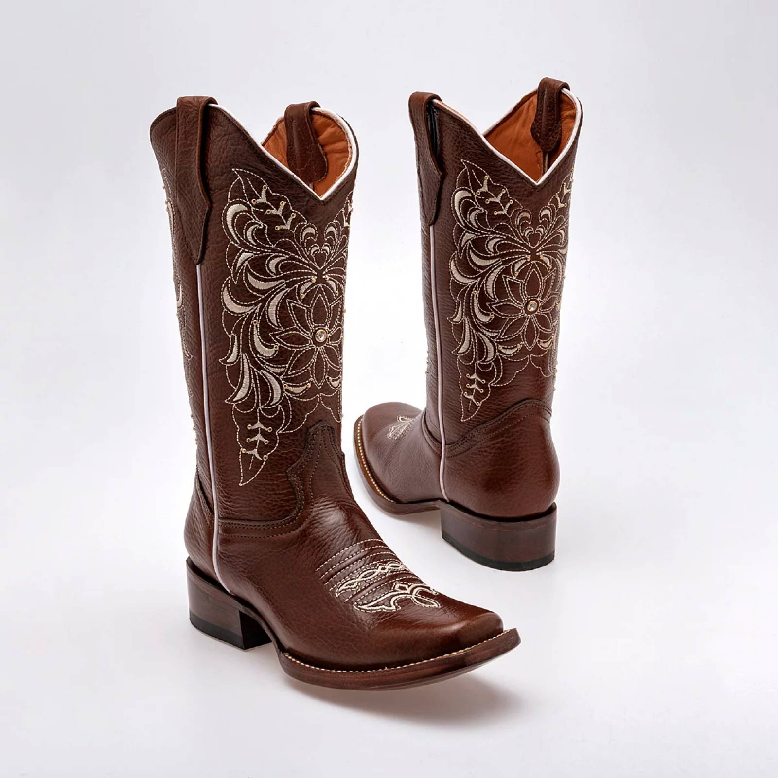 BOTA VAQUERA CON BORDADO Trankas boots RD815 Color Cafe PARA Mujer Tx7