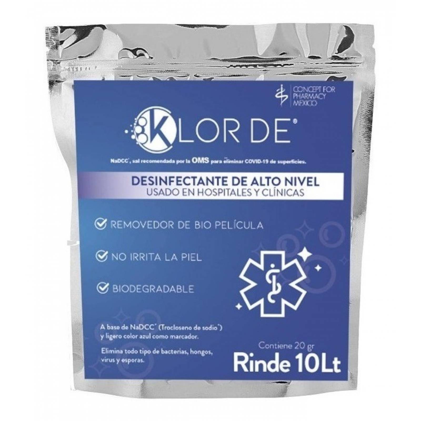 Desinfectante De Alto Nivel Para Superficies Klor de 10 Lt