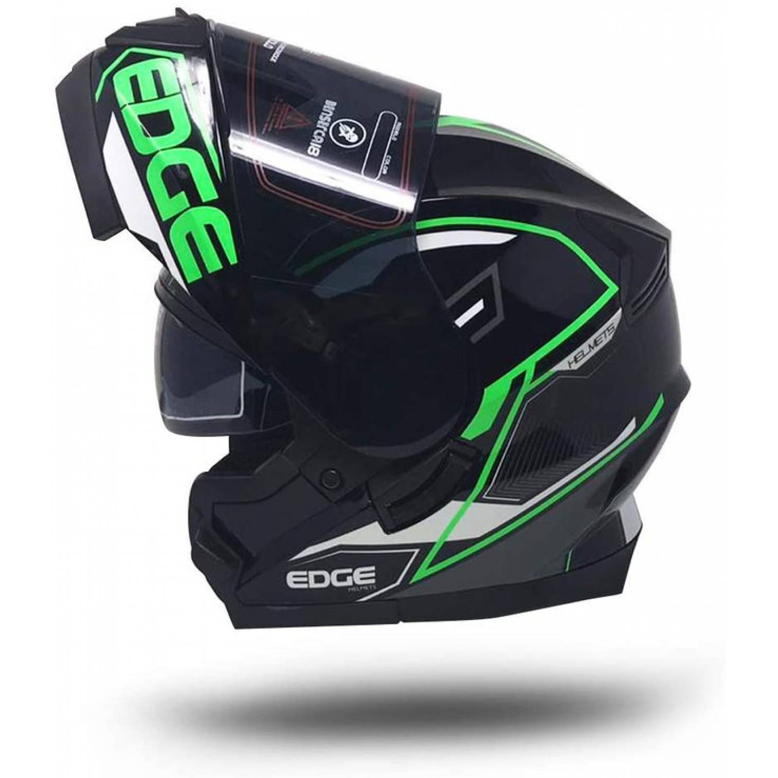 CASCO Motocicleta MODULAR ABATIBLE Marca EDGE   JET 2   FLIP UP Visor Doble ANTIVAHO CERTIFICADO DOT
