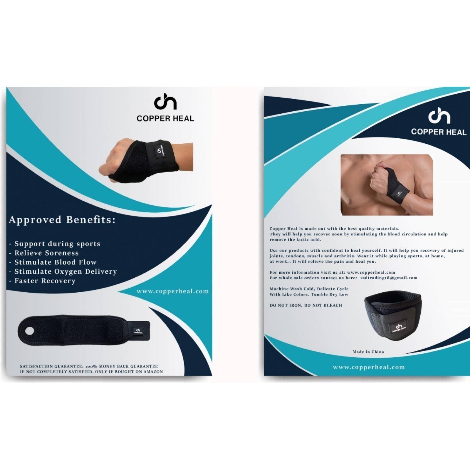 Copper Heal Banda Muñequera Ajustable Sirve Para Ambas Manos