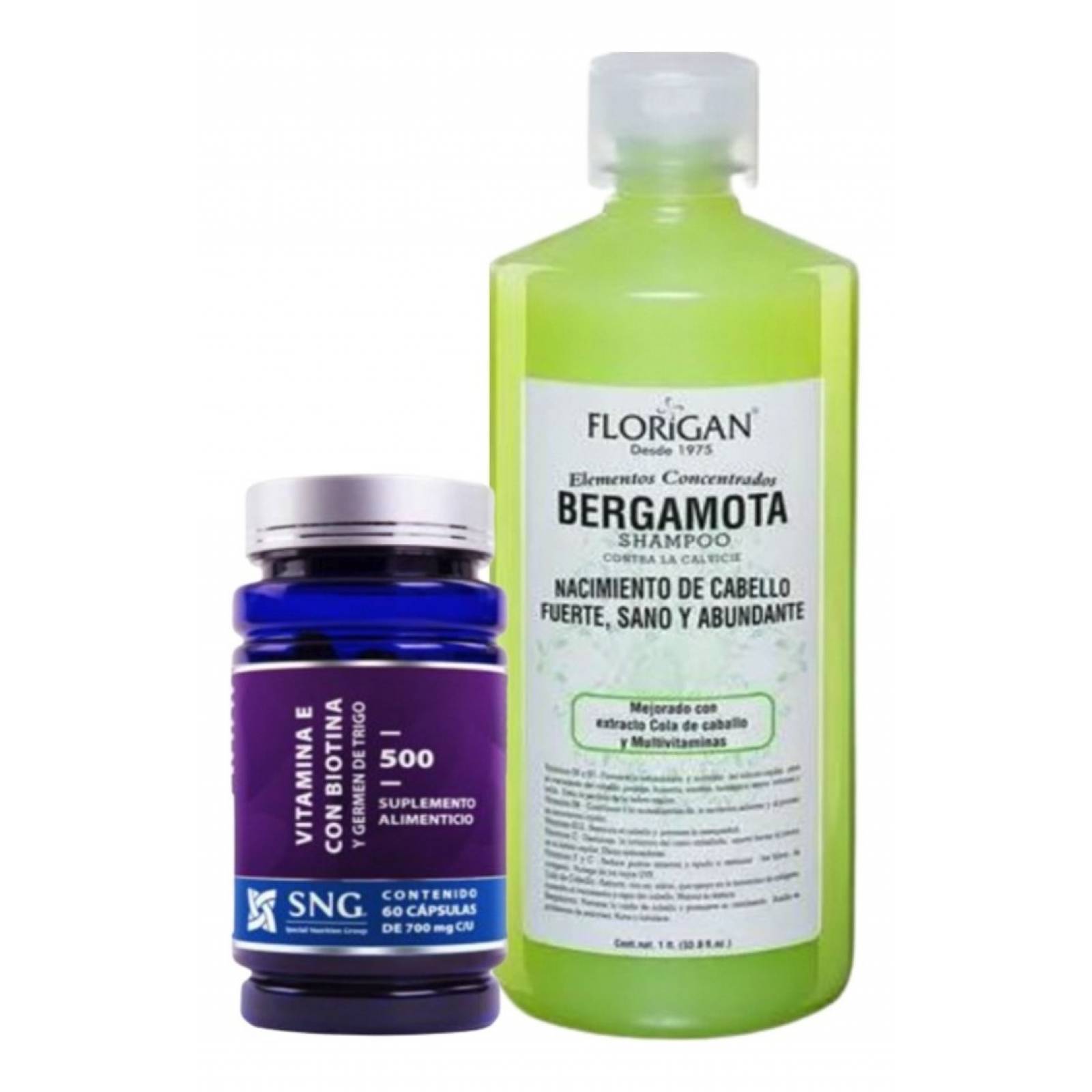 Tratamiento Shampoo De Bergamota Y Biotina 60 Capsulas   Kit