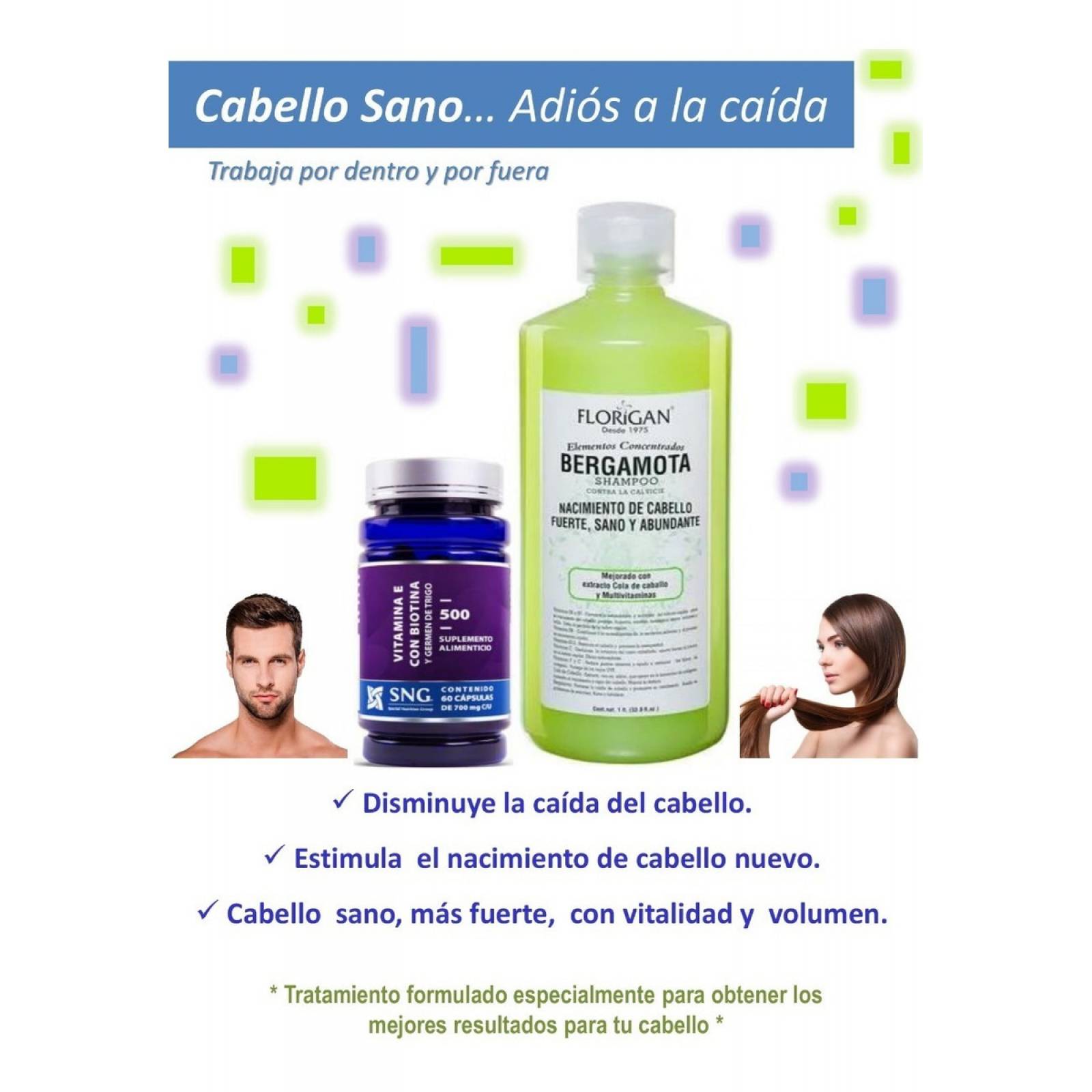 Tratamiento Shampoo De Bergamota Y Biotina 60 Capsulas   Kit