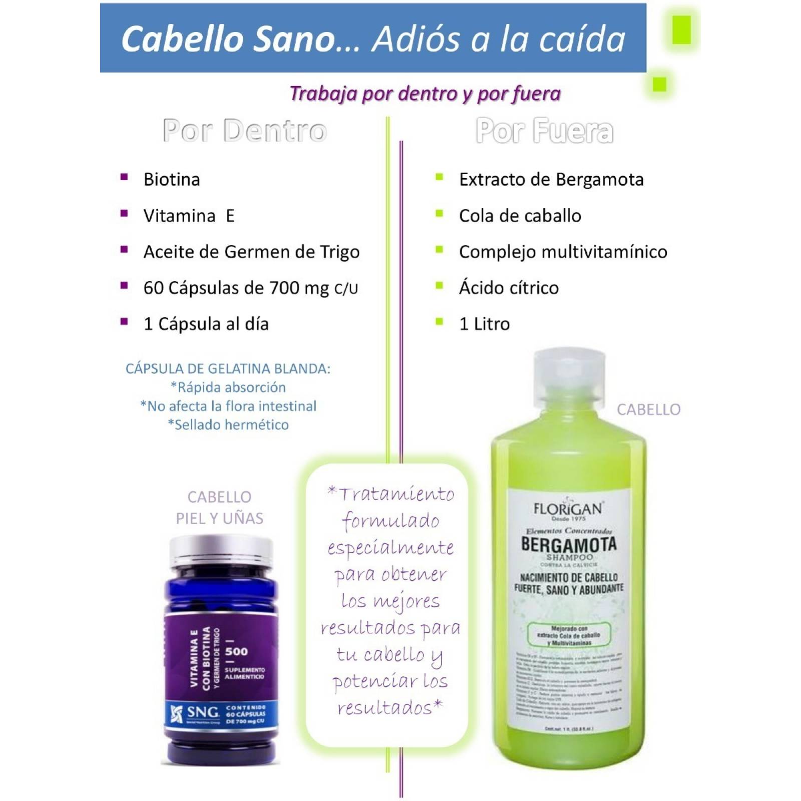Tratamiento Shampoo De Bergamota Y Biotina 60 Capsulas   Kit