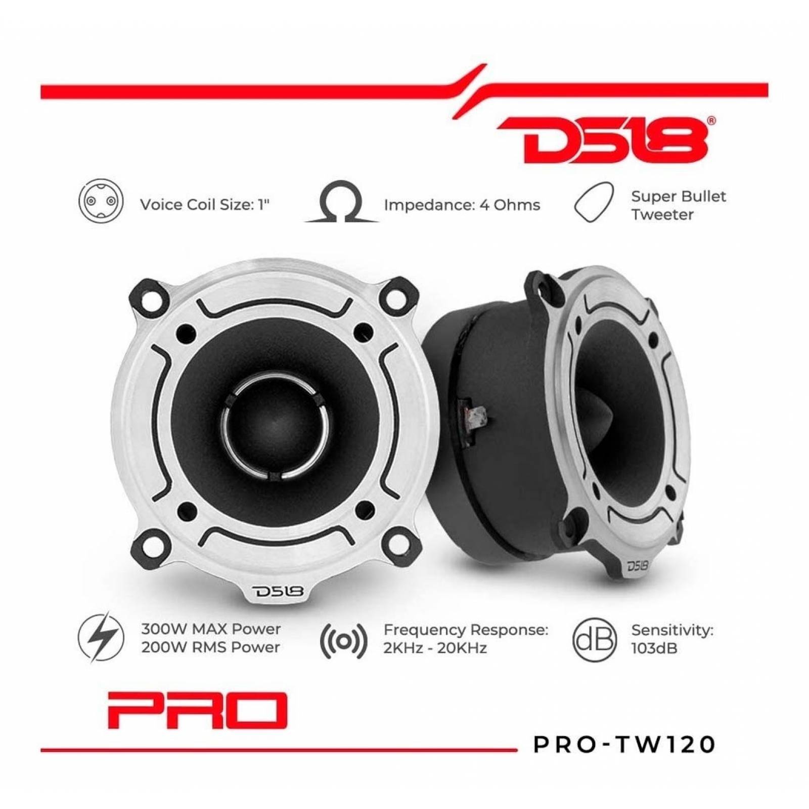 Ds18 Pro tw120 Tweeter Súper Bala De Aluminio De 1  200w Rms