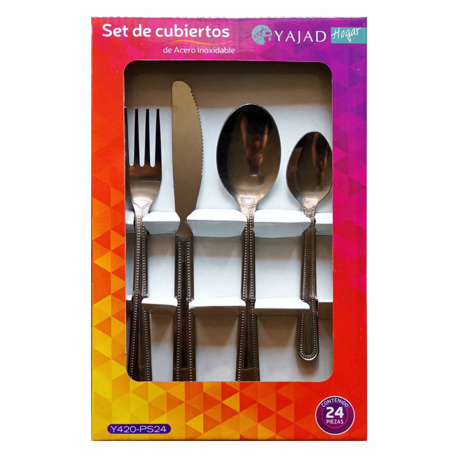 SET CUBIERTOS YAJAD HOGAR ACERO INOXIDABLE PUNTOS 24 PIEZAS