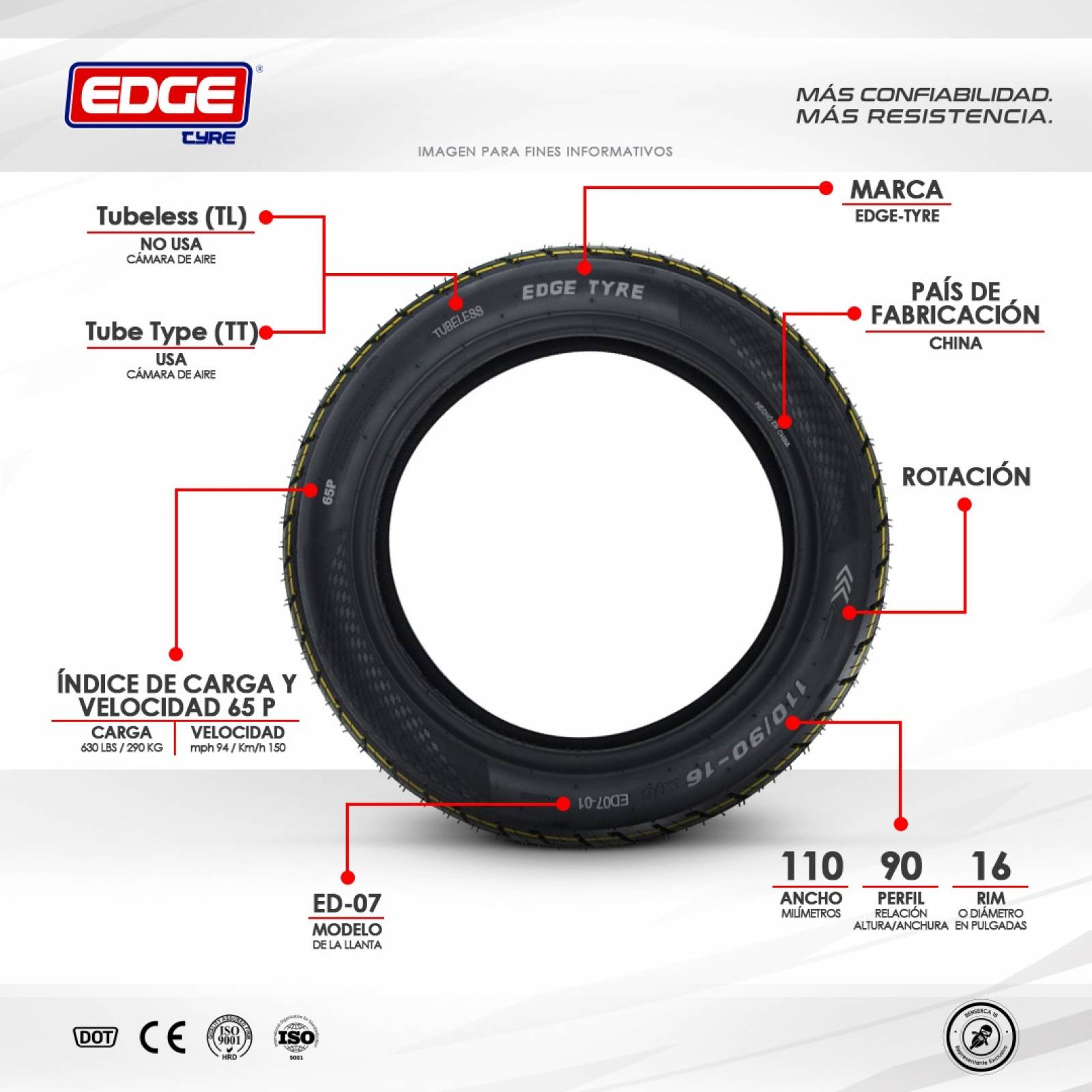 LLANTA Motocicleta Marca EDGE   Llantas Neumaticos R18