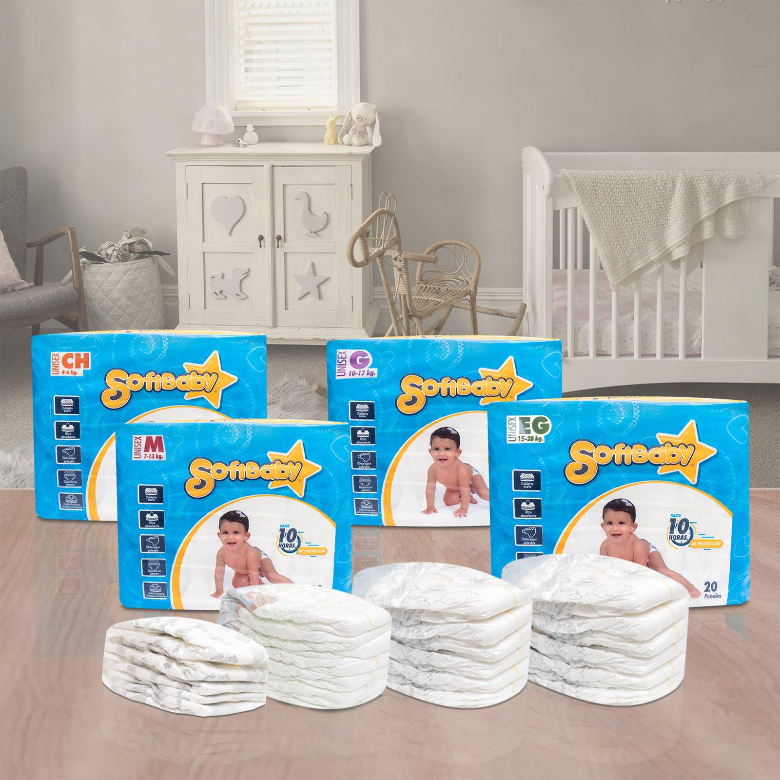Pañales Para Bebé con 20 Pzs Marca SOFT BABY