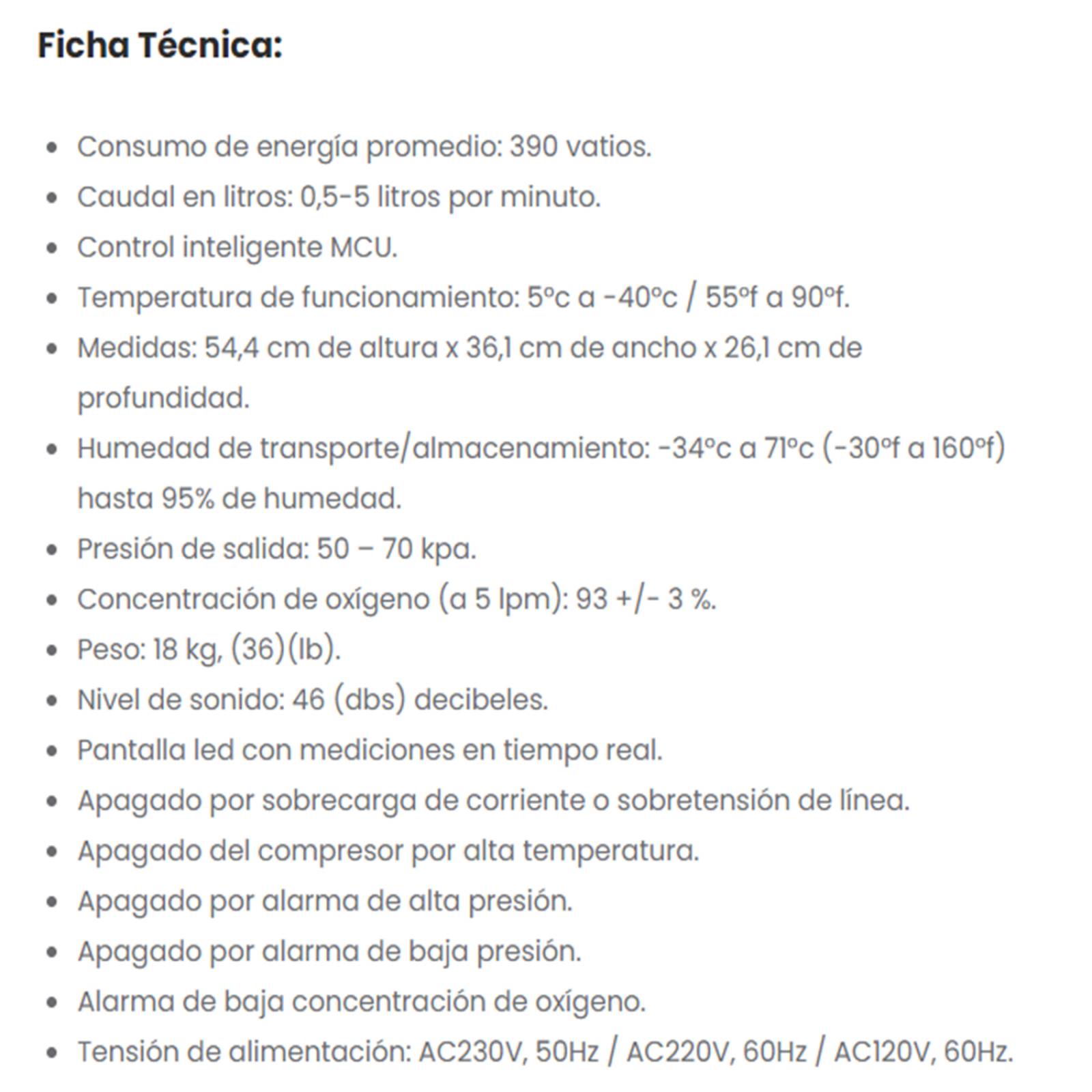 Concentrador de Oxigeno Grado Médico JuMao 5 Litros 