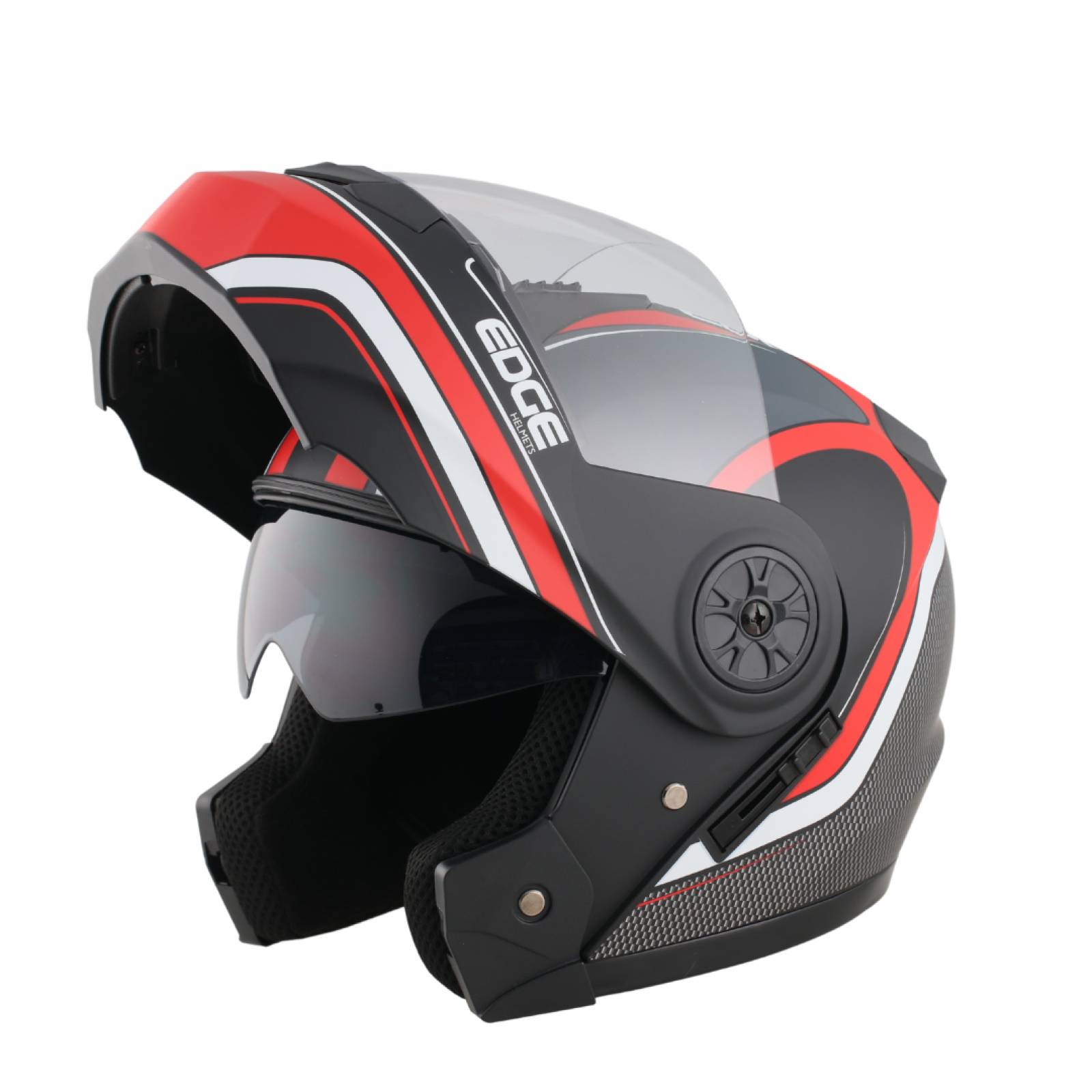 CASCO EDGE TURBO MOSCU GRIS ROJO TALLA M EDGE HELMET TURBO MOSCU GRAY RED MATT VISOR TRANSPARENTE SIZE M