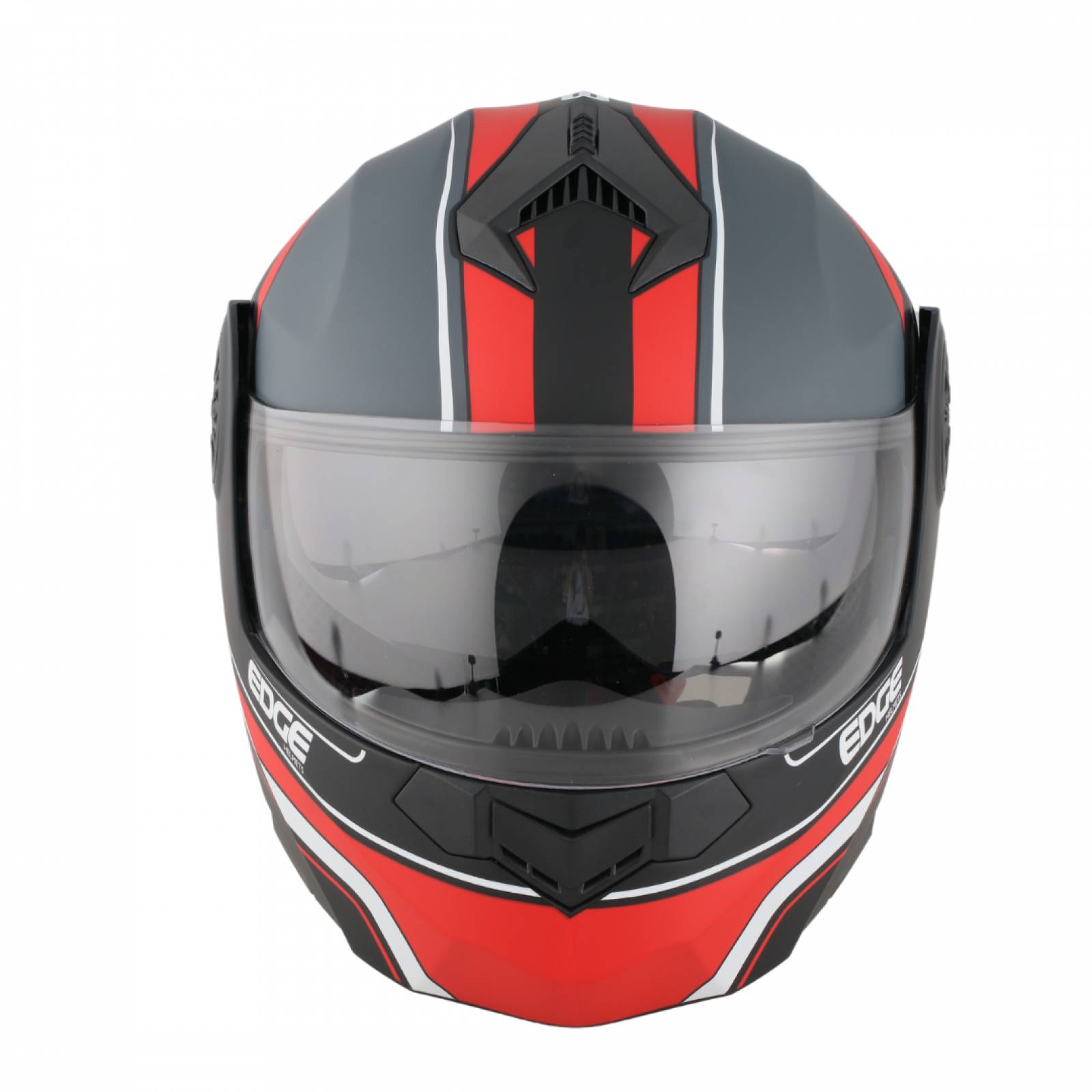 CASCO EDGE TURBO MOSCU GRIS ROJO TALLA M EDGE HELMET TURBO MOSCU GRAY RED MATT VISOR TRANSPARENTE SIZE M