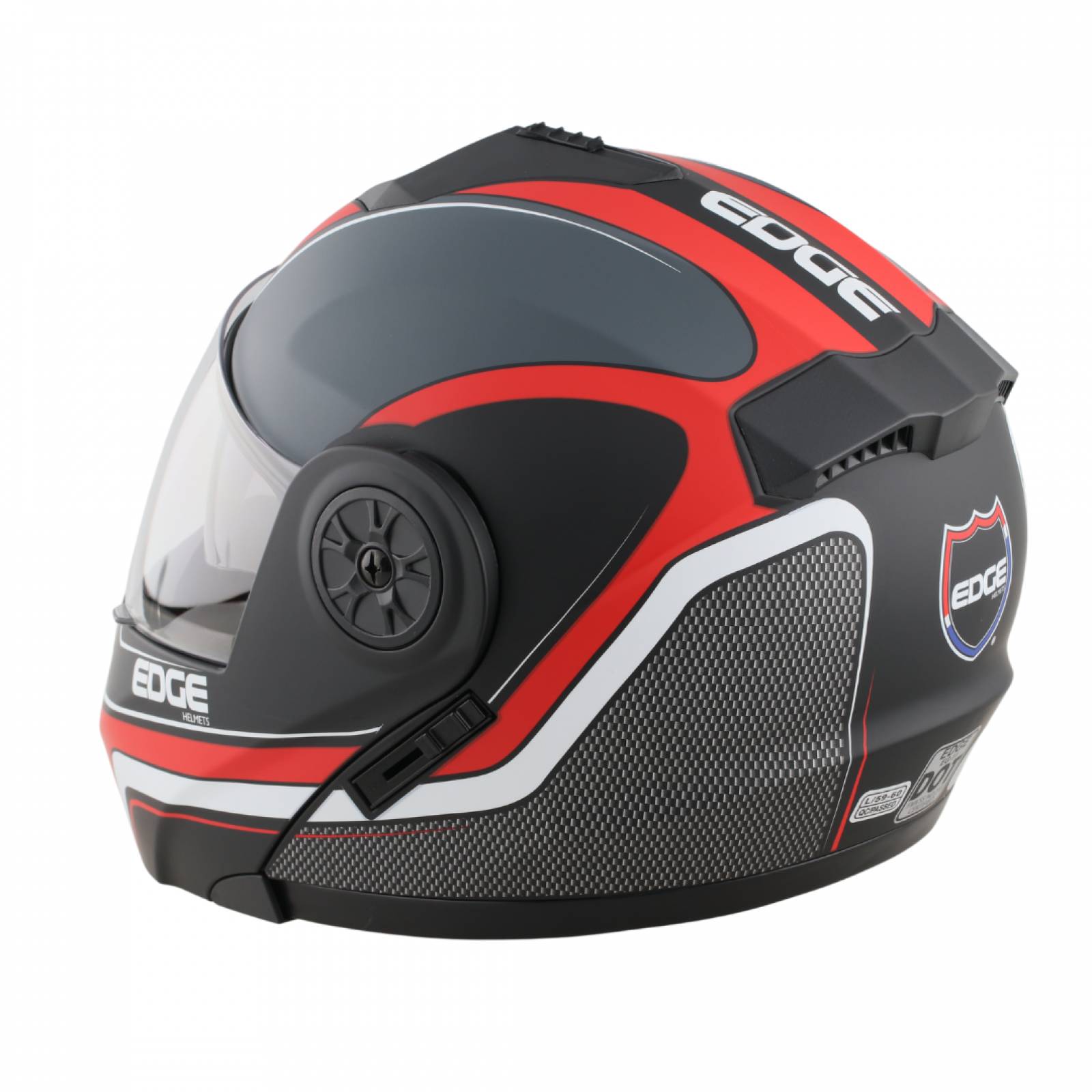 CASCO EDGE TURBO MOSCU GRIS ROJO TALLA M EDGE HELMET TURBO MOSCU GRAY RED MATT VISOR TRANSPARENTE SIZE M