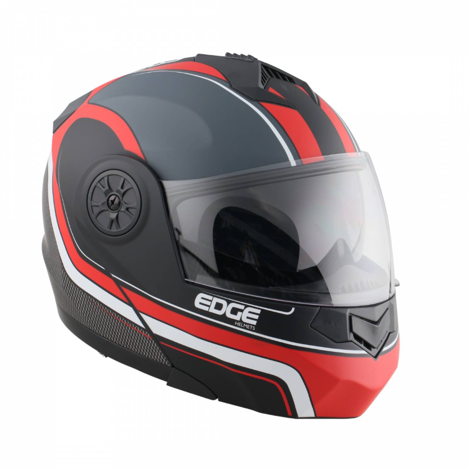 CASCO EDGE TURBO MOSCU GRIS ROJO TALLA M EDGE HELMET TURBO MOSCU GRAY RED MATT VISOR TRANSPARENTE SIZE M