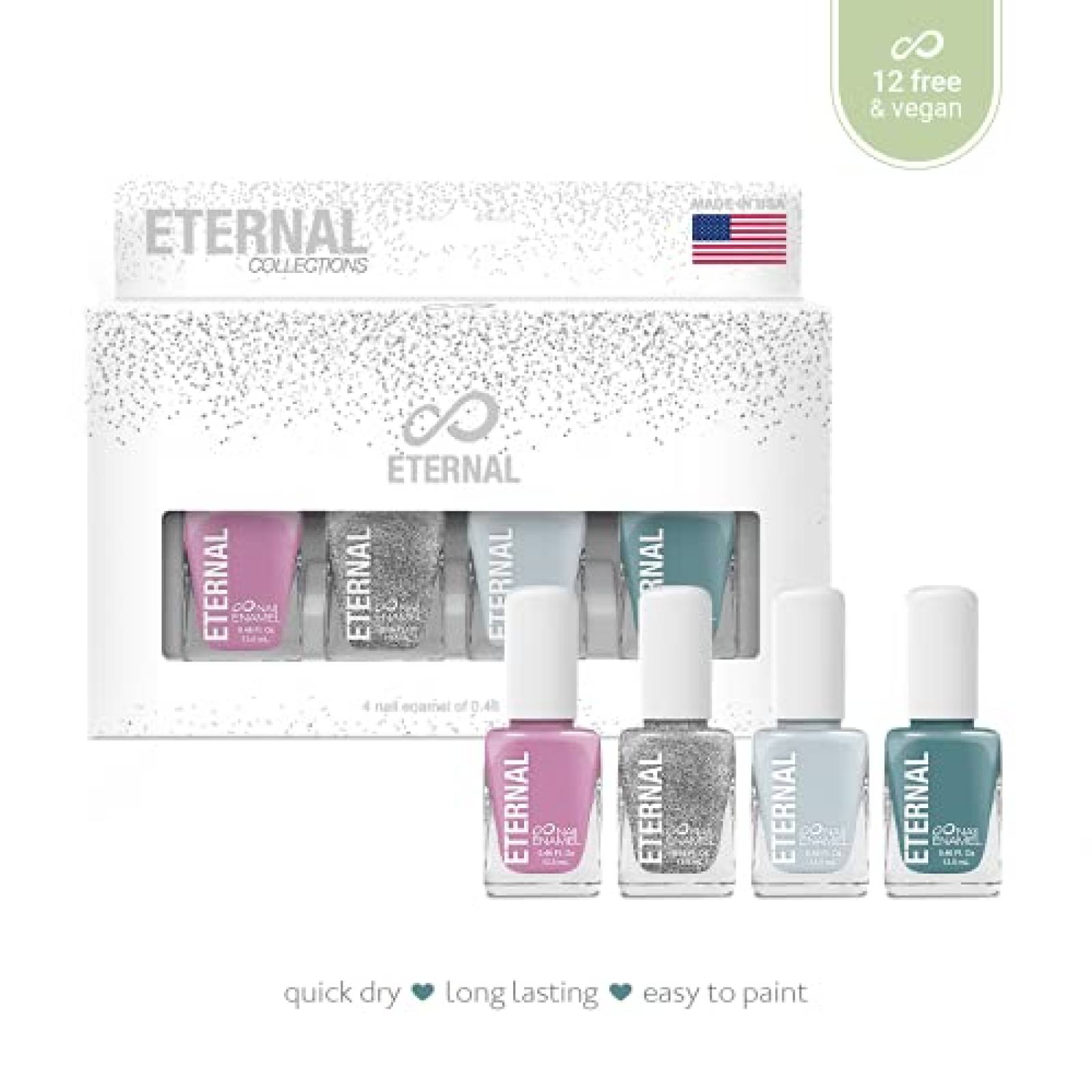 Eternal Collection   Juego de 4 piezas de color: duradero endurecedor y acabado brillante   046 onzas líquidas
