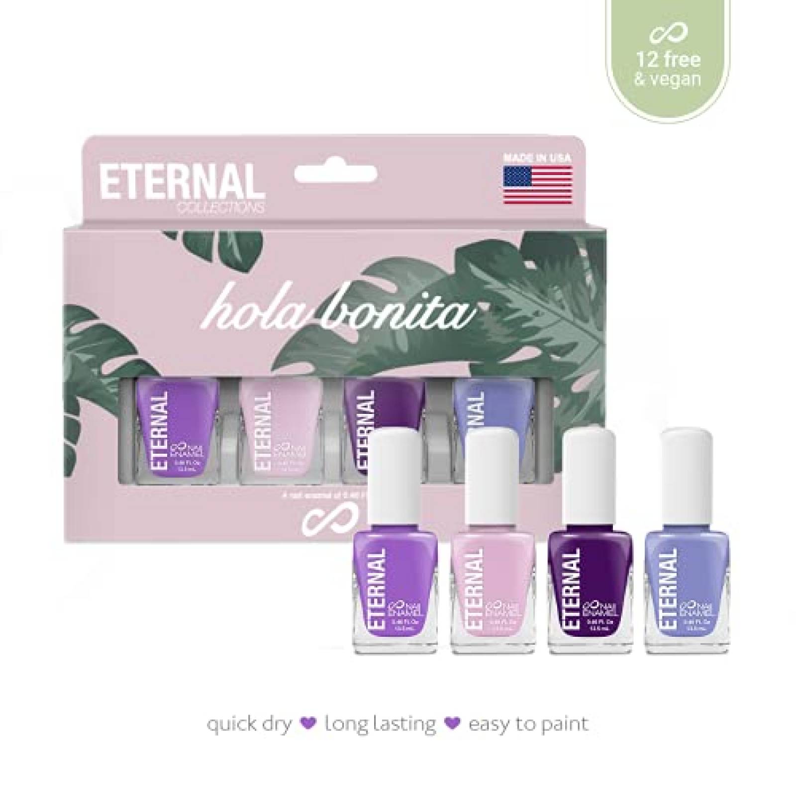 Eternal 4 Colección   Juego de 4 esmaltes de uñas de larga duración brillo espejo laca de secado rápido 