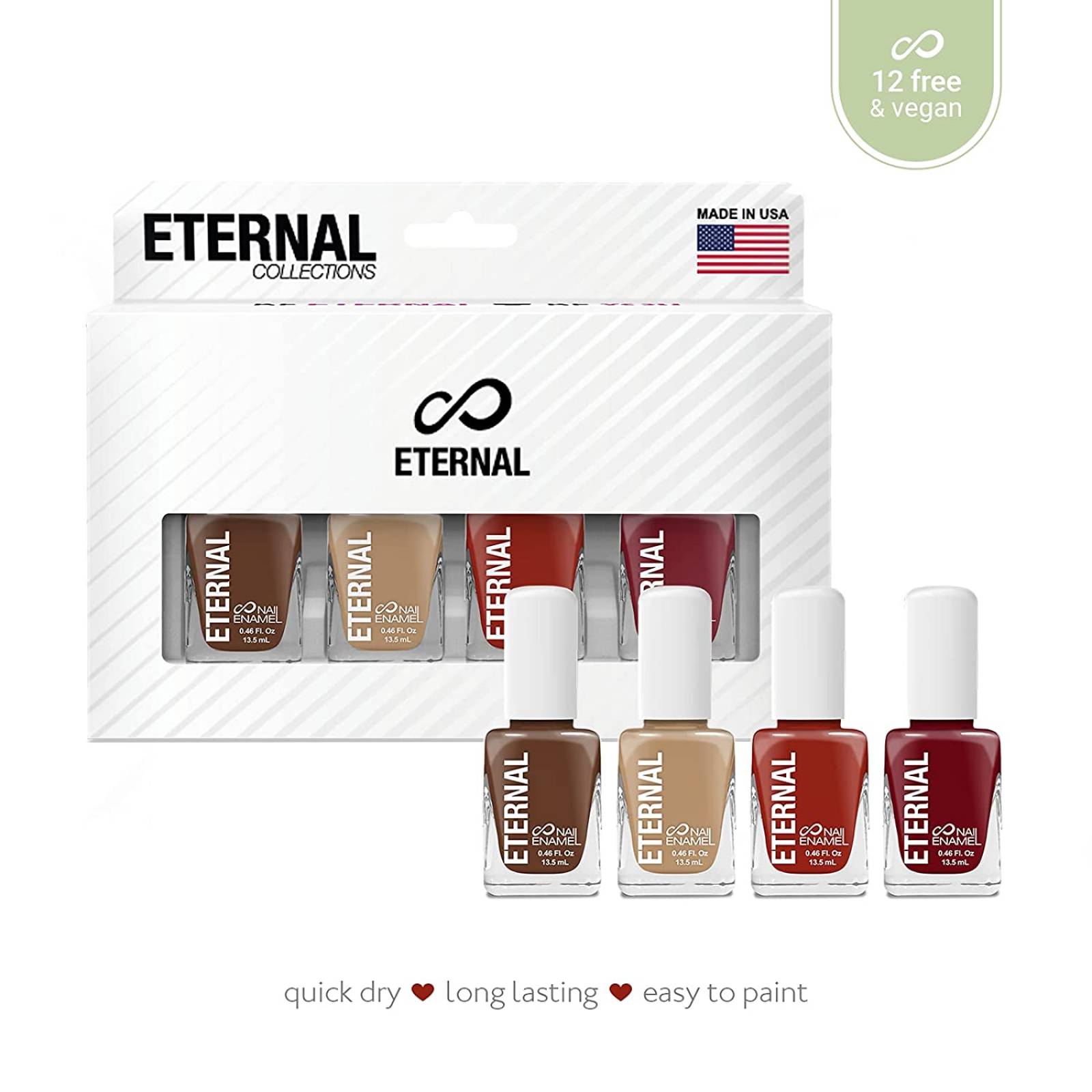 Eternal 4 Colección   Juego de 4 esmaltes de uñas de larga duración brillo espejo laca de secado rápido 