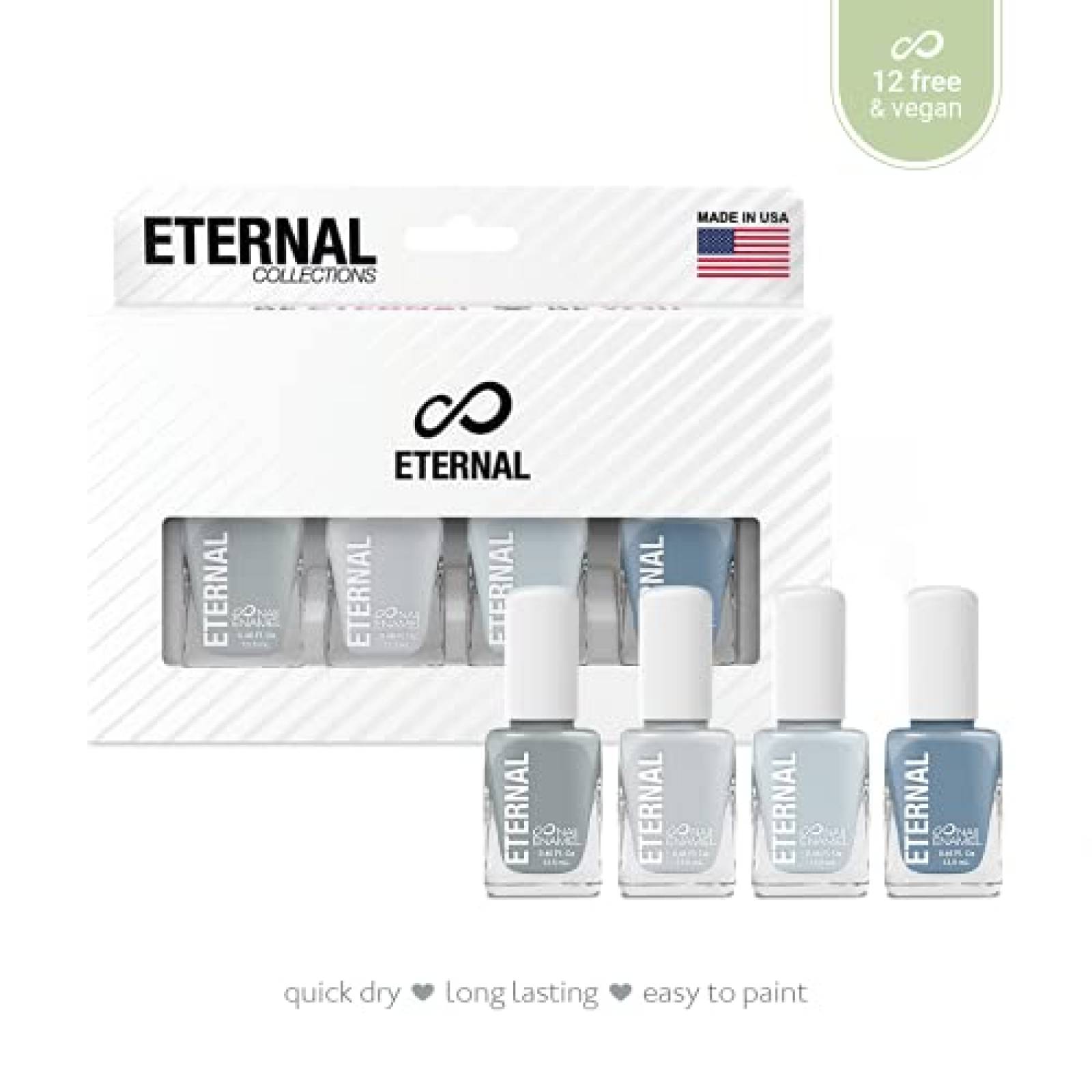 Eternal 4 Collection   Juego de 4 esmaltes de uñas de larga duración brillo espejo secado rápido colores neutros 
