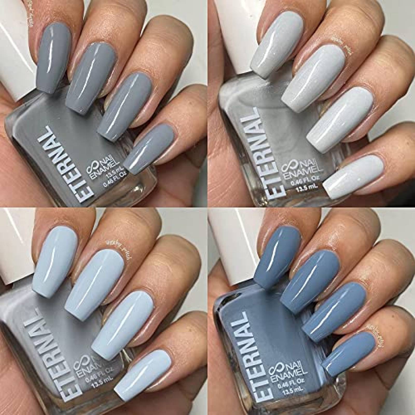 Eternal 4 Collection   Juego de 4 esmaltes de uñas de larga duración brillo espejo secado rápido colores neutros 