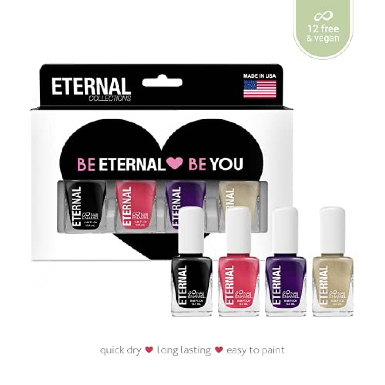 Eternal 4 Esmalte de Uñas Juego de 4 Piezas: Larga Duración Secado Rápido Lacado