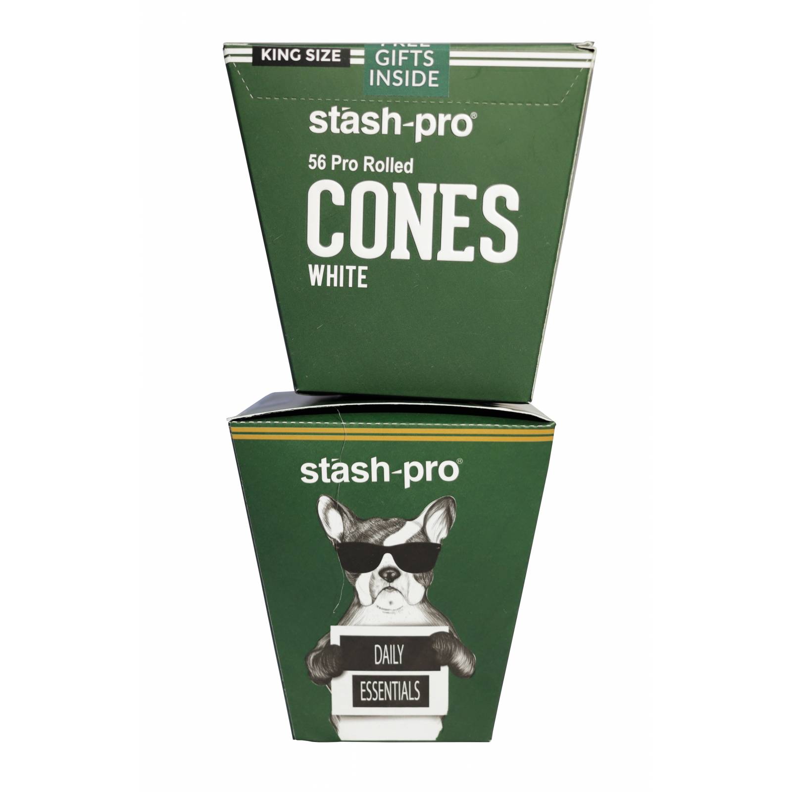 Caja de 56 conos pre rolados Pro blancos King Size ultra fino Marca STASH PRO