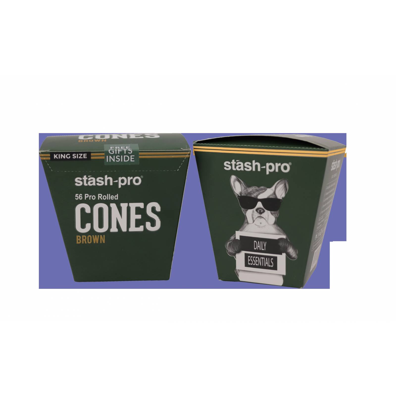 Caja de 56 conos pre rolados Pro blancos King Size ultra fino Marca STASH PRO