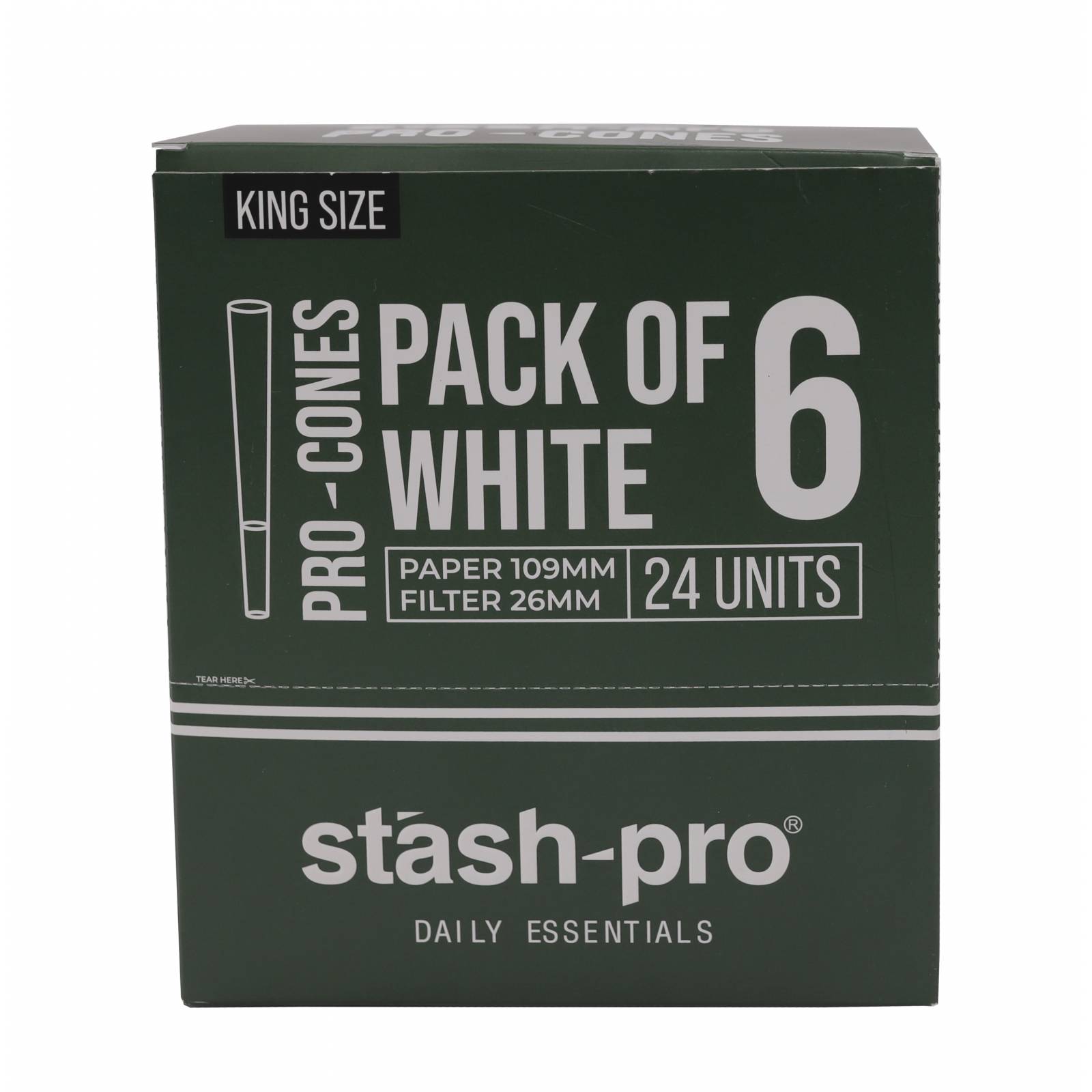 Caja de 24 packs de conos pre rolados Pro 6 109 Mm ultra fino Marca STASH PRO
