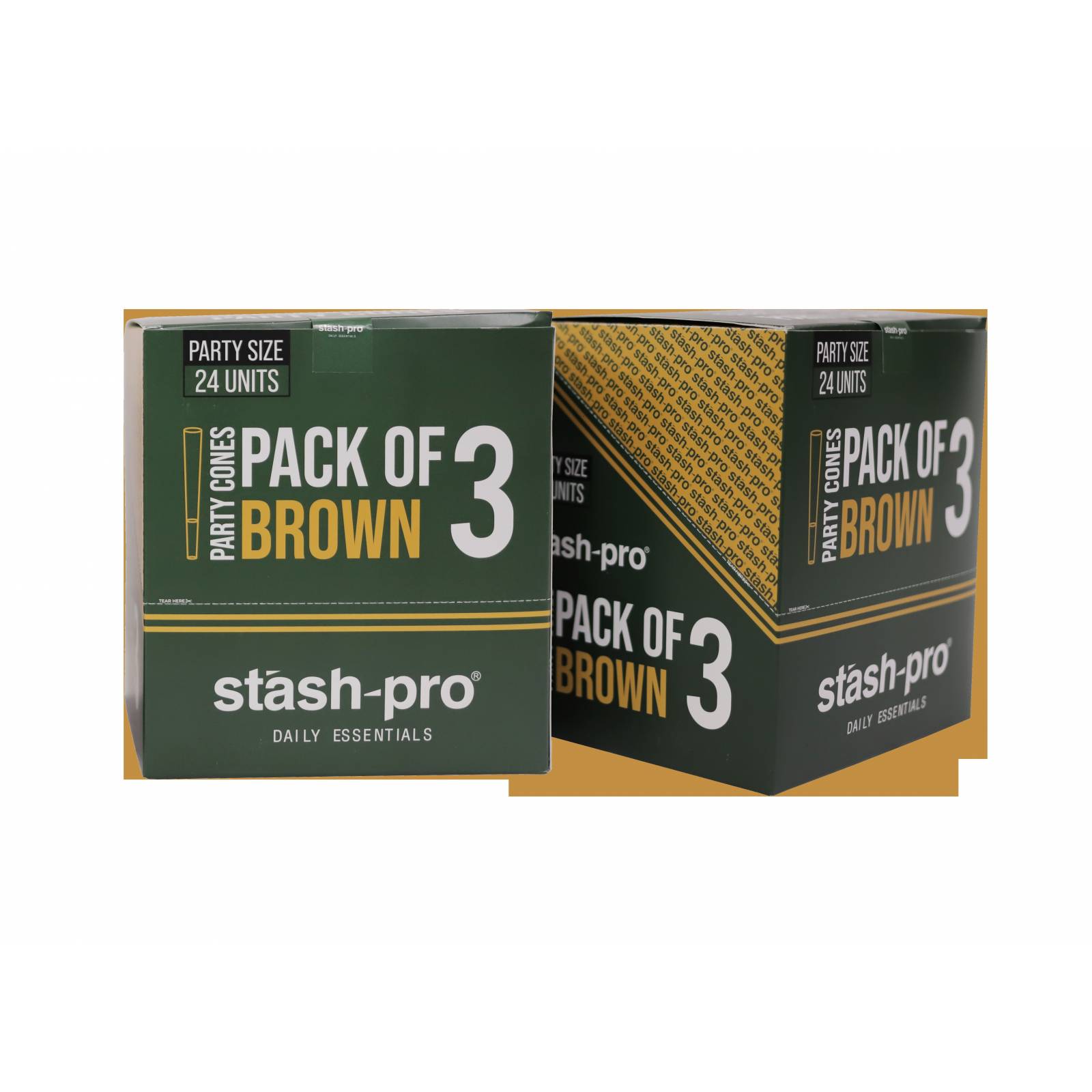 Caja de 24 packs de conos pre rolados Pro 3 Party ultra fino Marca STASH PRO