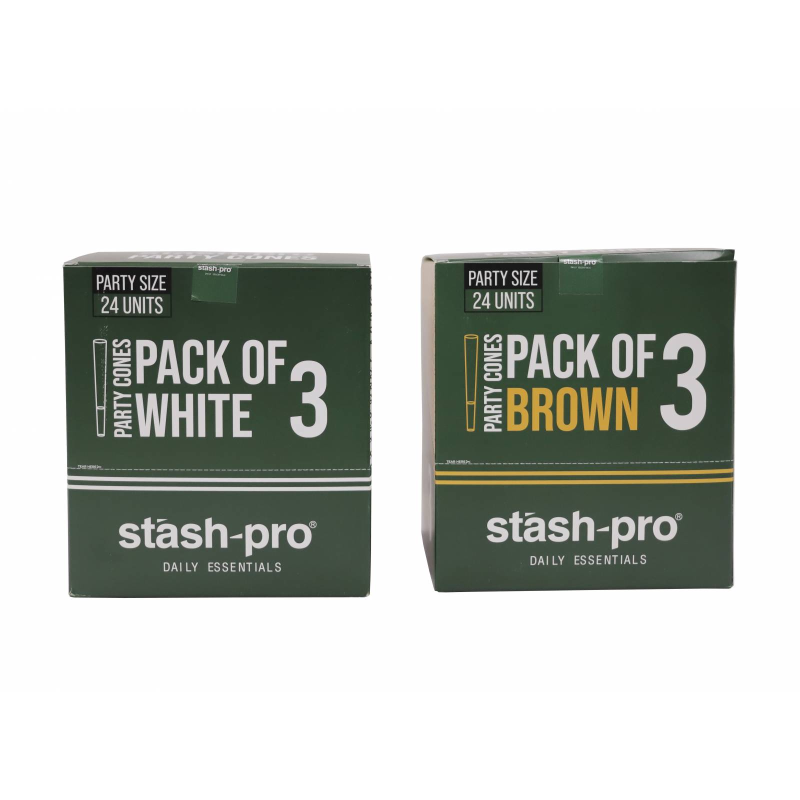Caja de 24 packs de conos pre rolados Pro 3 Party ultra fino Marca STASH PRO